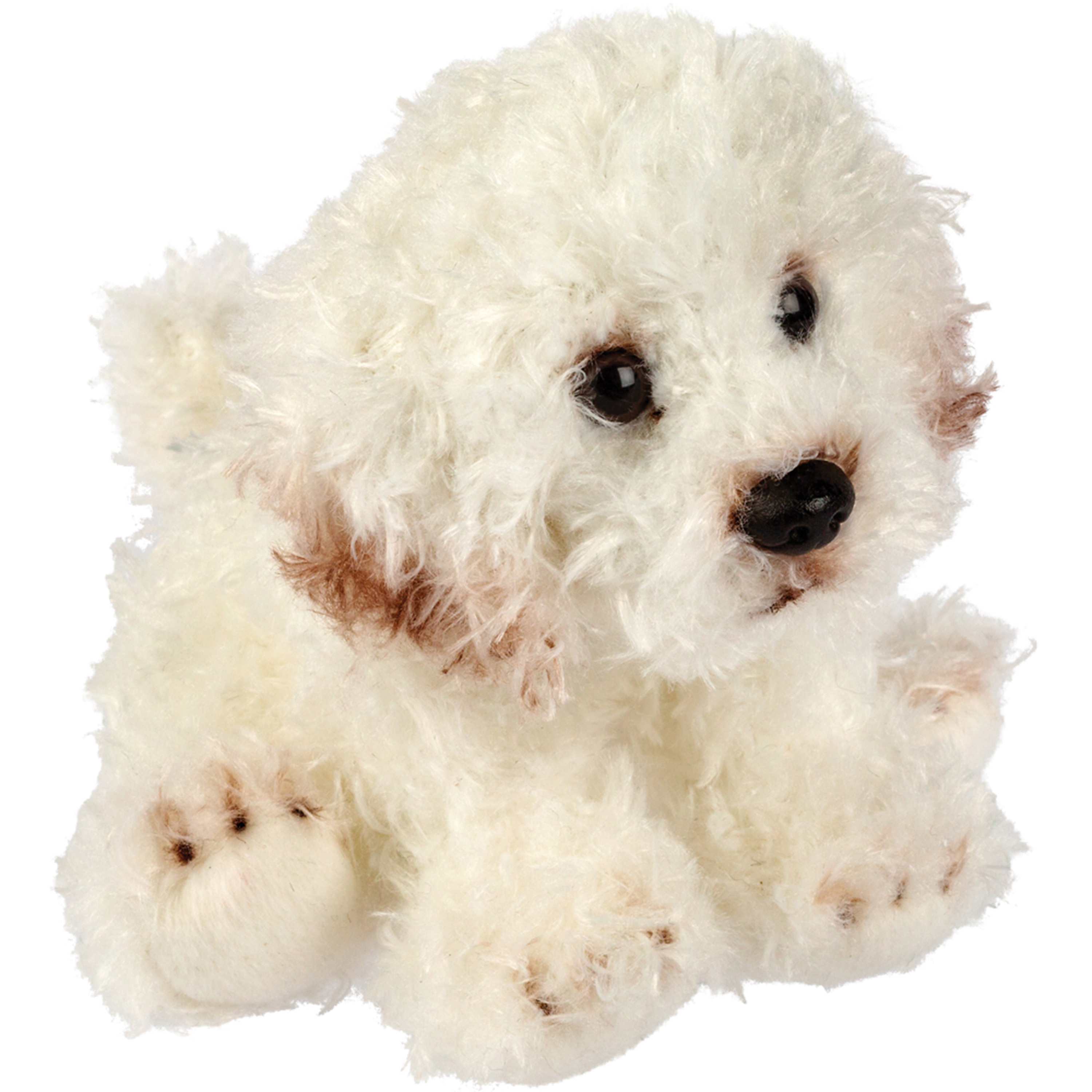 Pluche knuffeldier hond - Bichon Frise - creme wit - 13 cm - huisdieren thema -