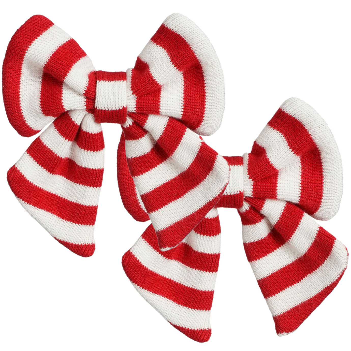 Kerst ornament strikken- 2x -rood/wit streep 14 x 14 cm - polyester -