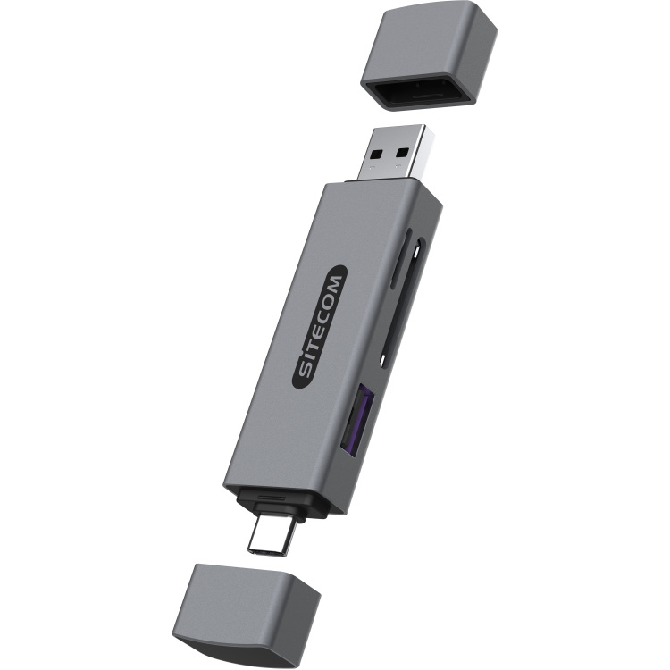 Sitecom USB-A + USB-C Stick kaartlezer met USB kaartlezer