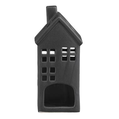 Waxinelichthouder Huis - Zwart - 17,5x8x7 cm - Leen Bakker