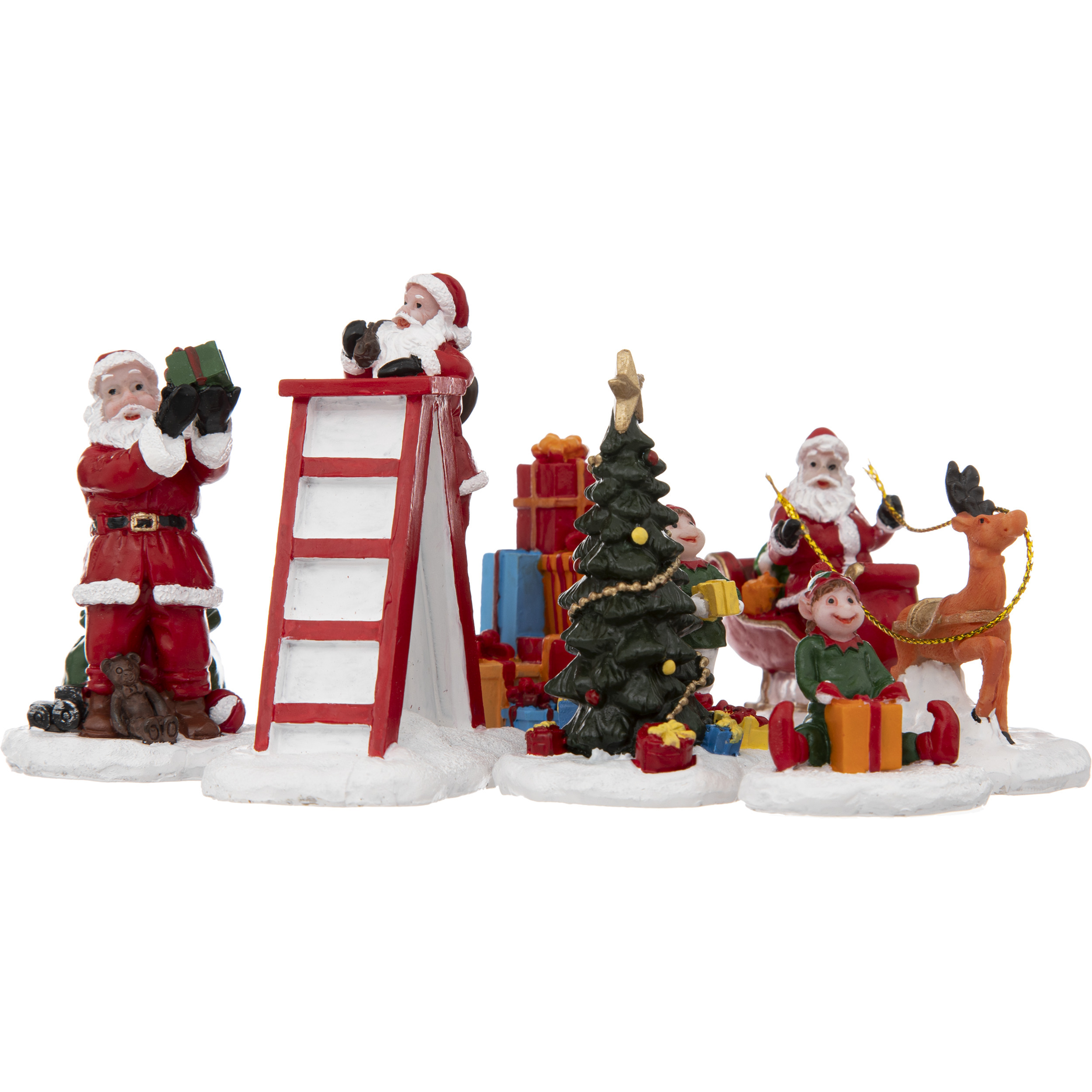 Kerstdorp accessoires - miniatuur figuurtjes - poppetjes/kerstman -
