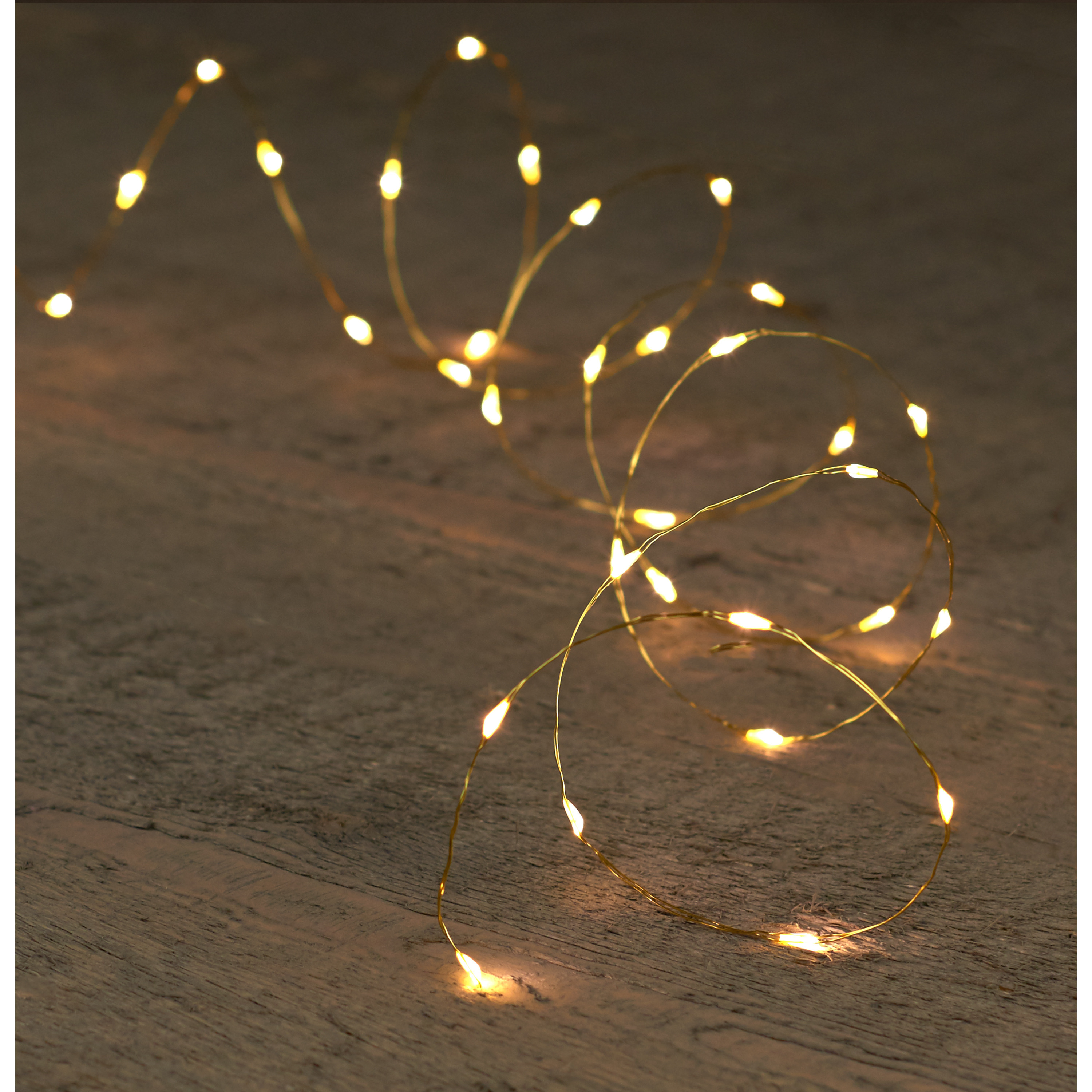 Draadverlichting - goud- 10 led lampjes - warm wit - batterij - 100 cm -