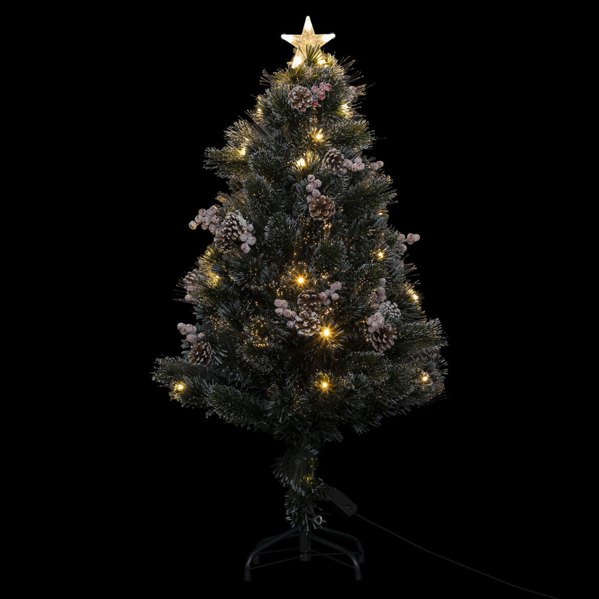 Kleine kunst kerstboom/kunstboom -H120 cm - met decoratie en licht -