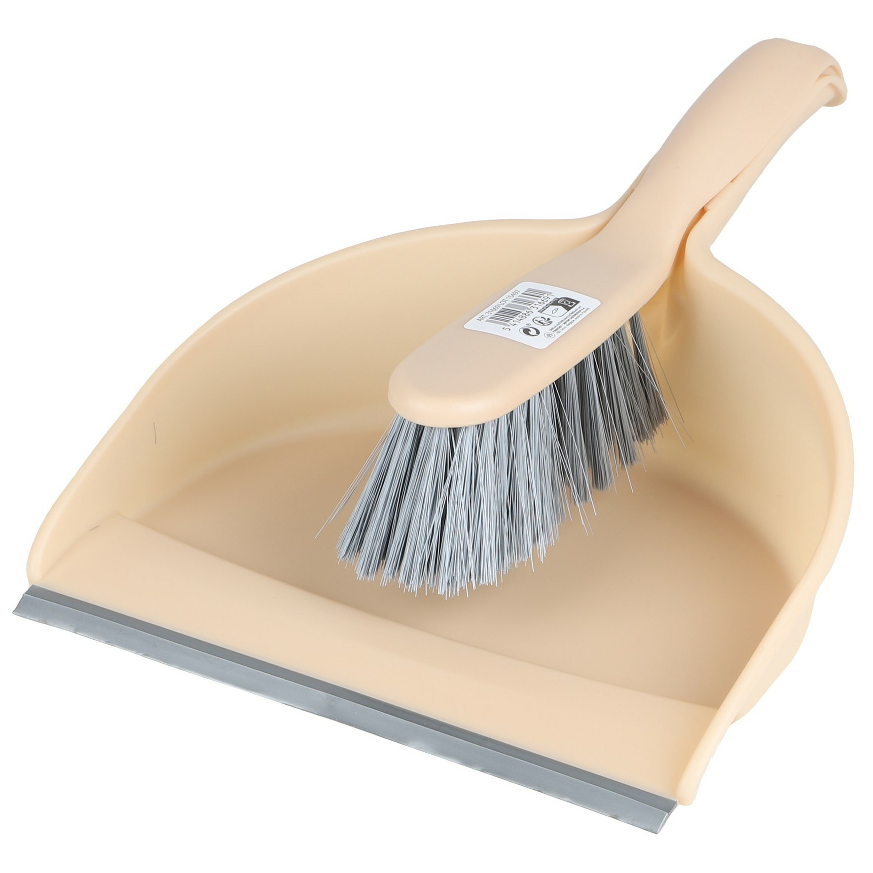 Stoffer en blik set - zalm roze - zachte borstel - kunststof - 32 x 22 cm -
