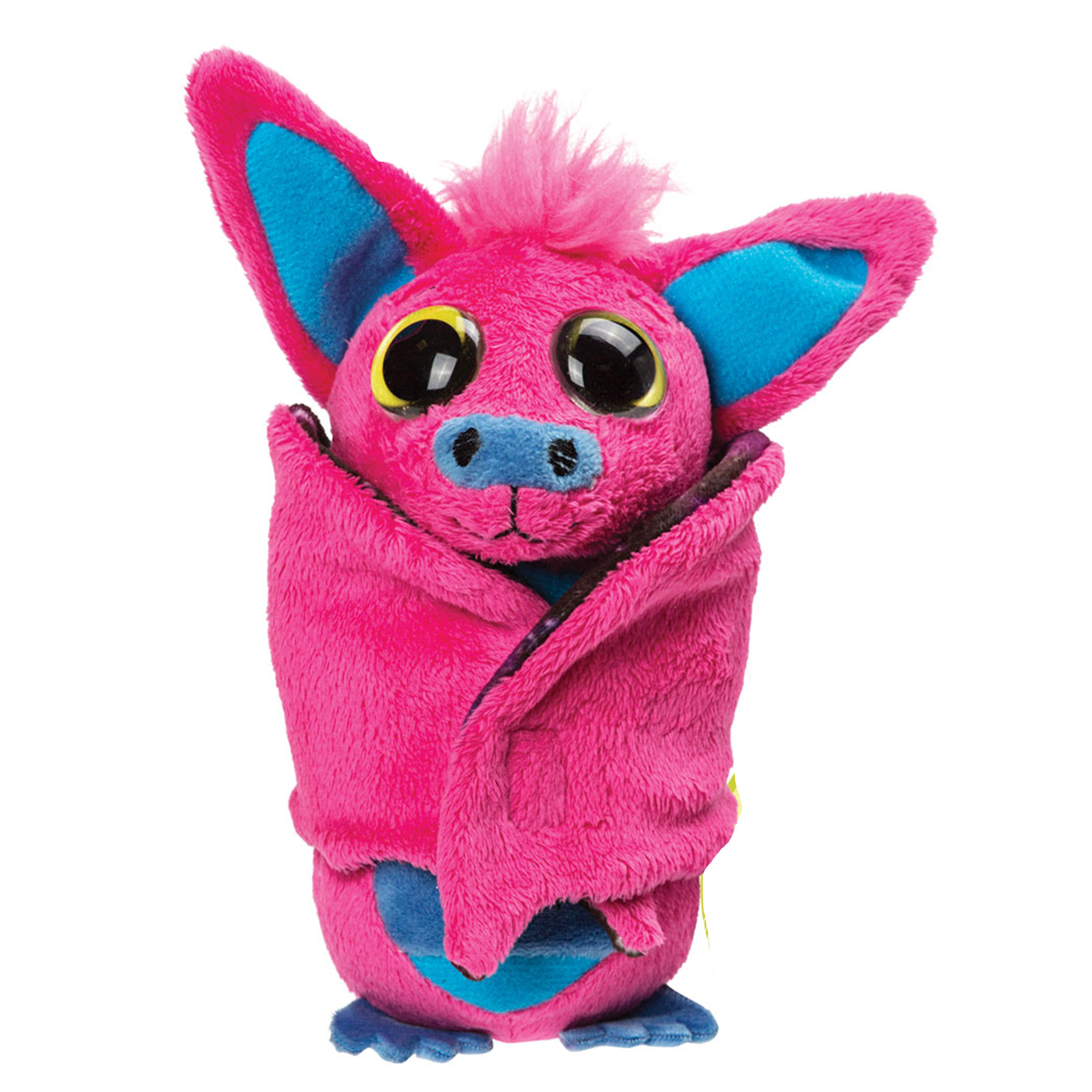 Pluche knuffeldier vleermuis - roze/blauw - 17 cm - speelgoed -