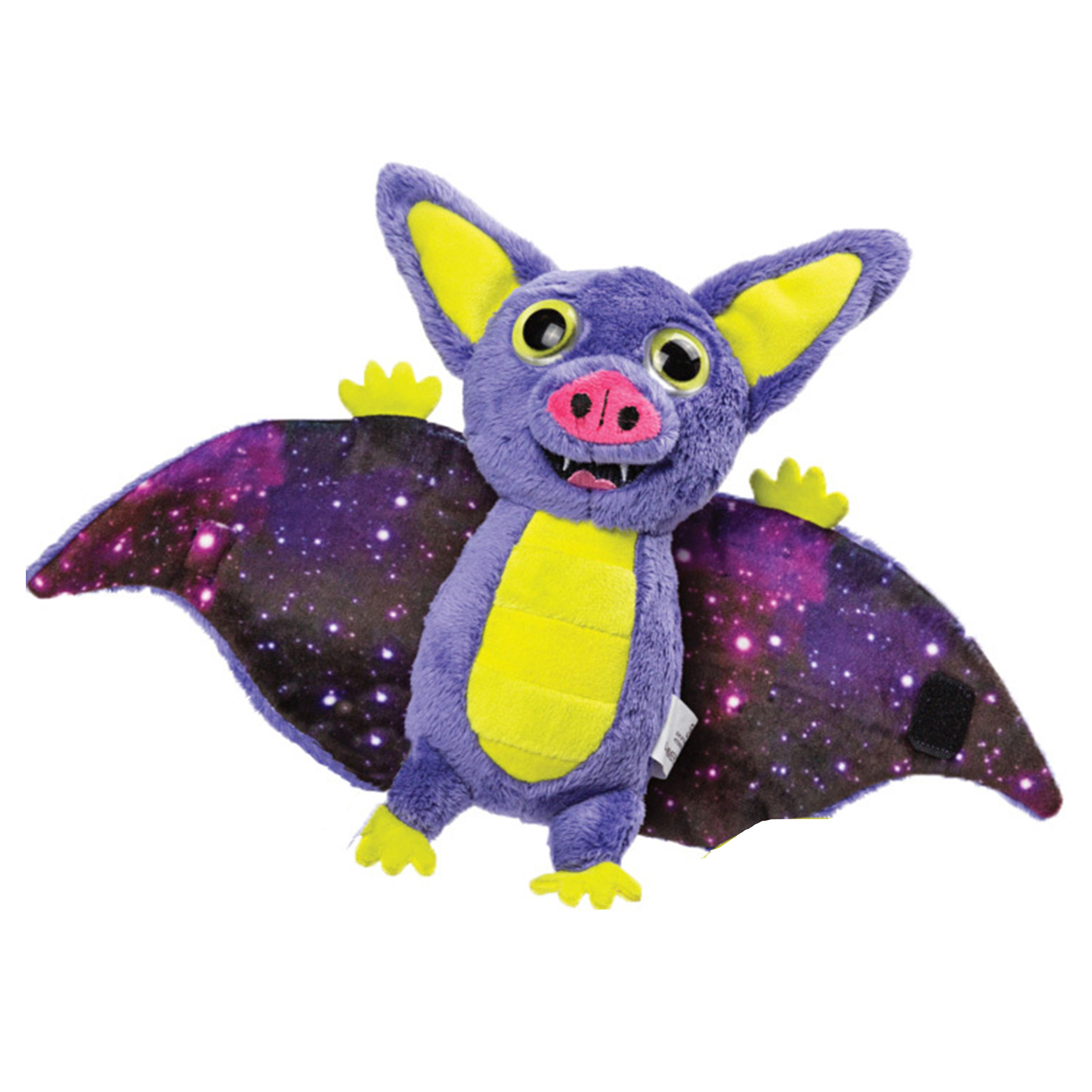 Pluche knuffeldier vleermuis - paars/geel - 17 cm - speelgoed -