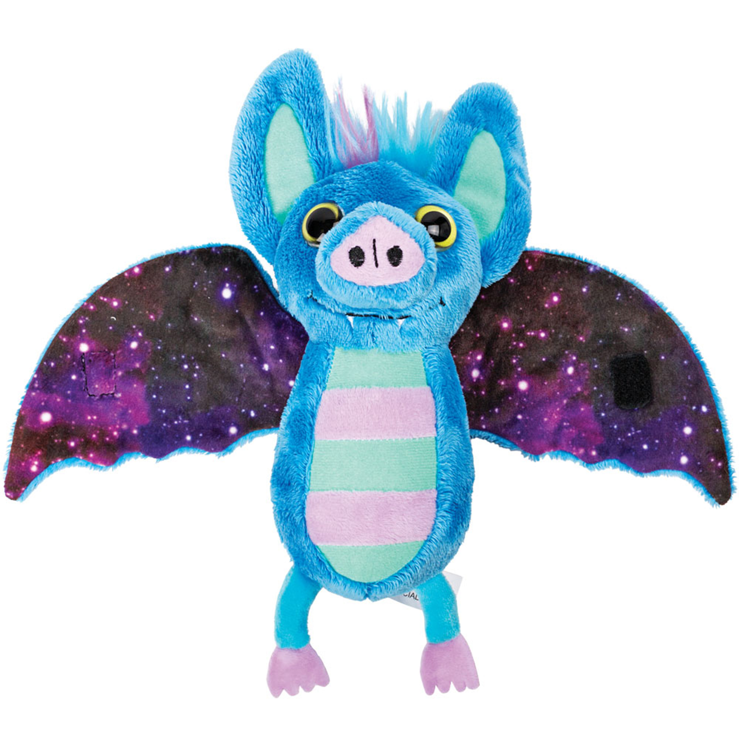 Pluche knuffeldier vleermuis - lichtblauw/paars - 17 cm - speelgoed -