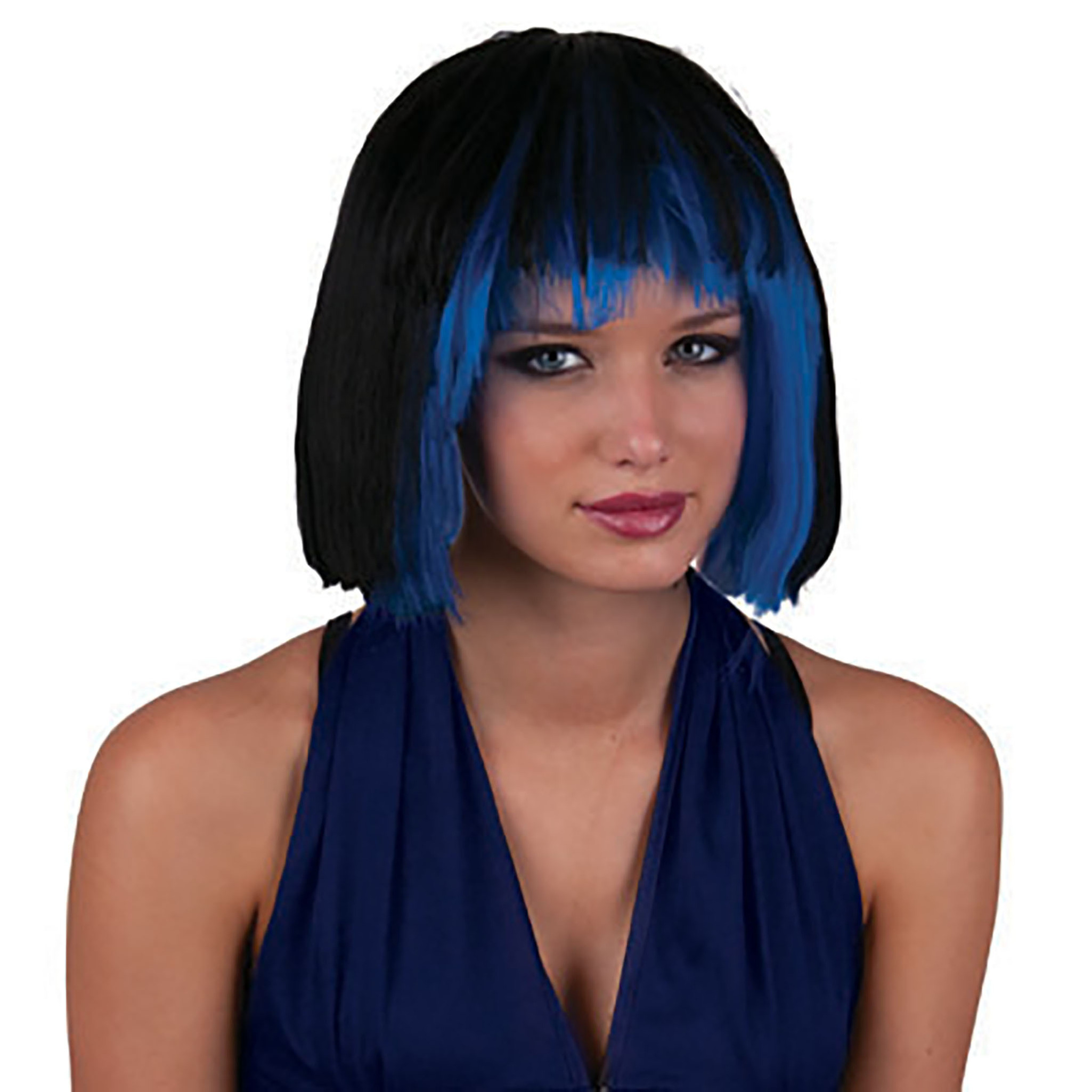 Funny Fashion Heksenpruik kort haar - zwart/blauw - dames - Halloween -