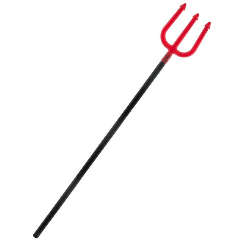 Funny Fashion Duivel Trident/Drietand vork - 113 cm - rood - plastic - verkleed accessoires -