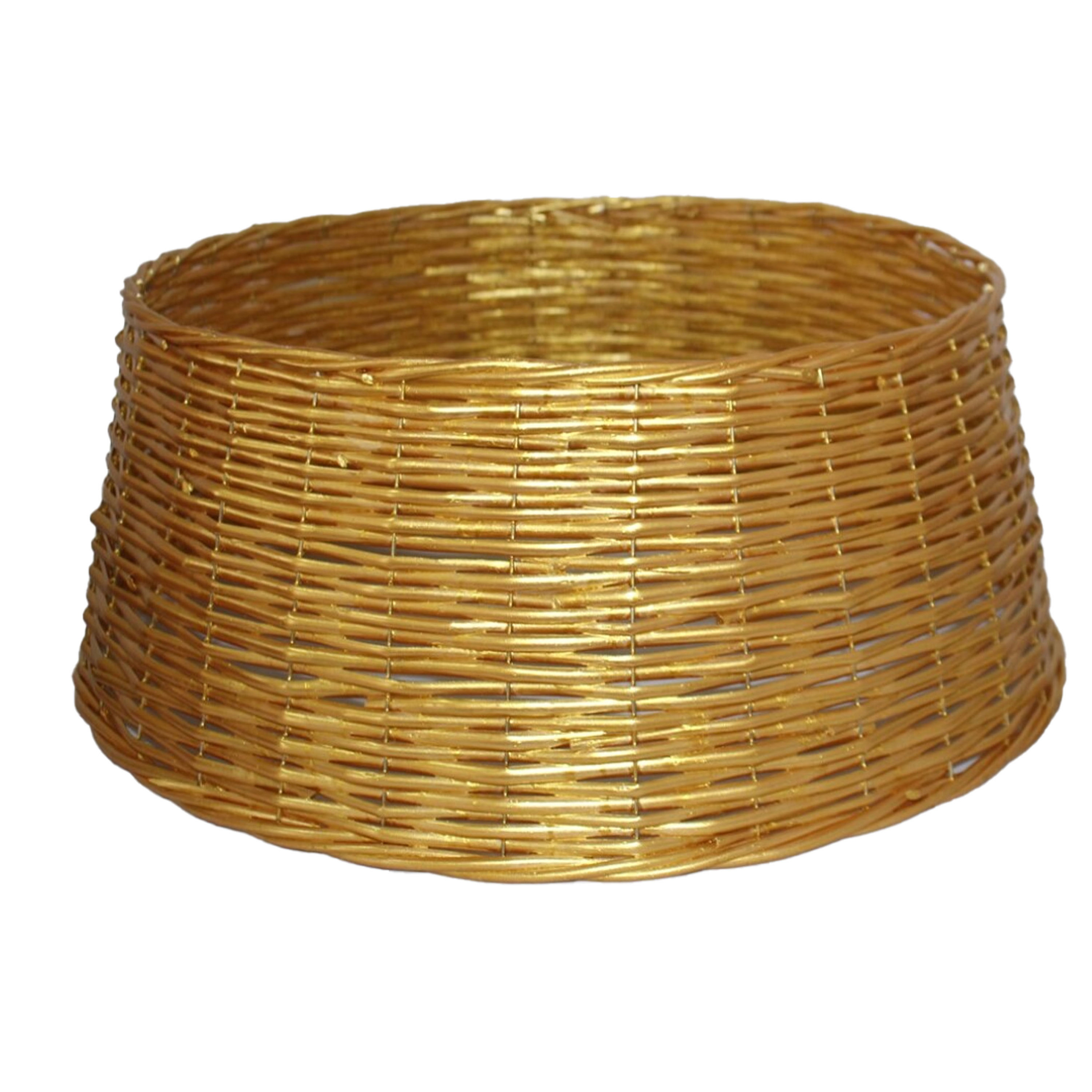 Kerstboomrok/kerstboommand goud gevlochten D50 cm en H24 cm voor kerstboom van 210 cm -