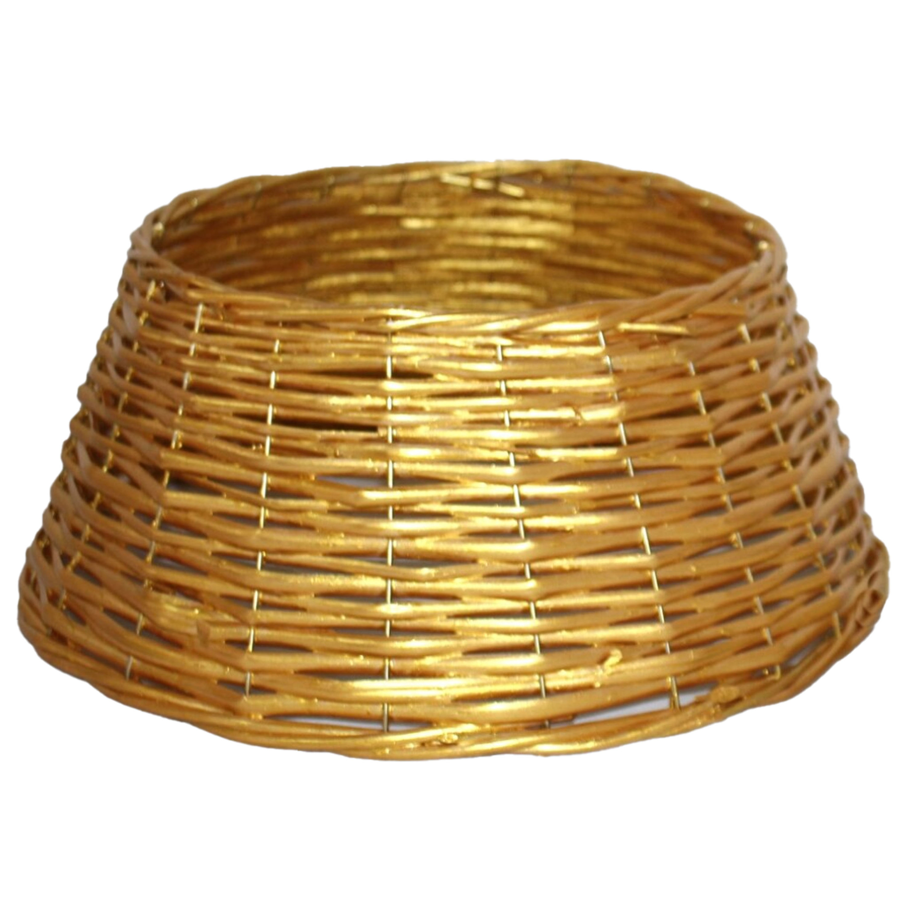 Kerstboomrok/kerstboommand goud gevlochten D28 cm en H16 cm voor kerstboom van 120 cm -