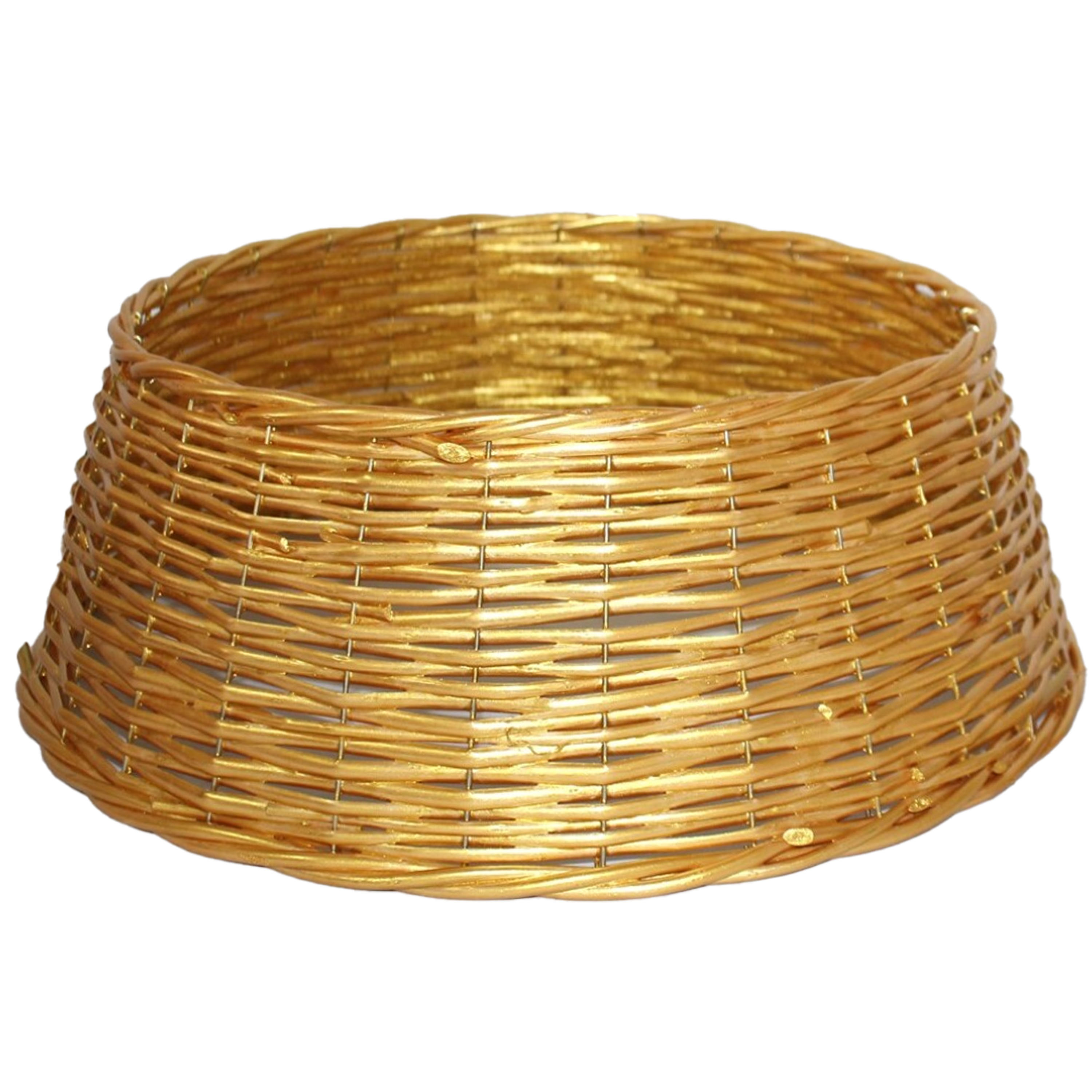 Kerstboomrok/kerstboommand goud gevlochten D39 cm en H18 cm voor kerstboom van 150 cm -