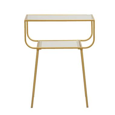 Bijzettafel Mindy - glas/goud - 48x33x61 cm - Leen Bakker