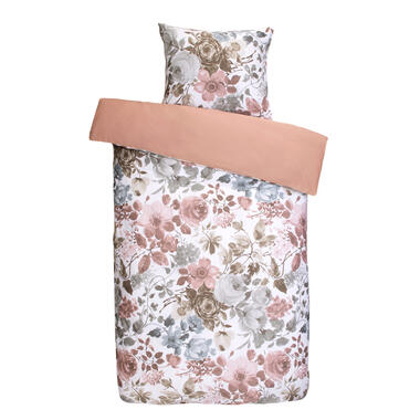 Royal dekbedovertrek Nova bloemen - wit/groen - 140x200/220 cm - Leen Bakker