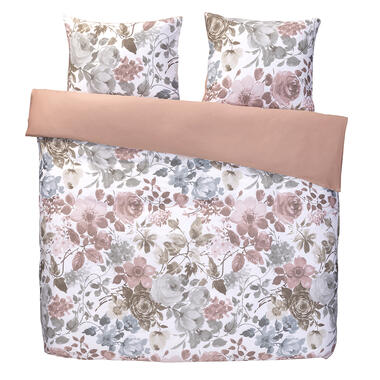 Royal dekbedovertrek Nova bloemen - wit/groen - 200x200/220 cm - Leen Bakker
