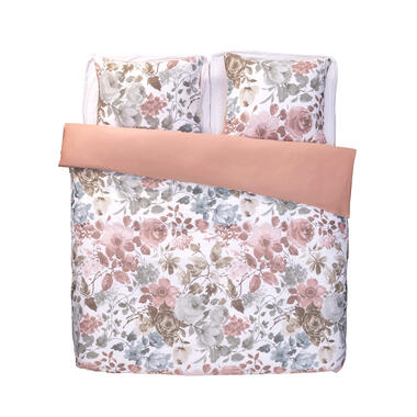 Royal dekbedovertrek Nova bloemen - wit/groen - 240x200/220 cm - Leen Bakker