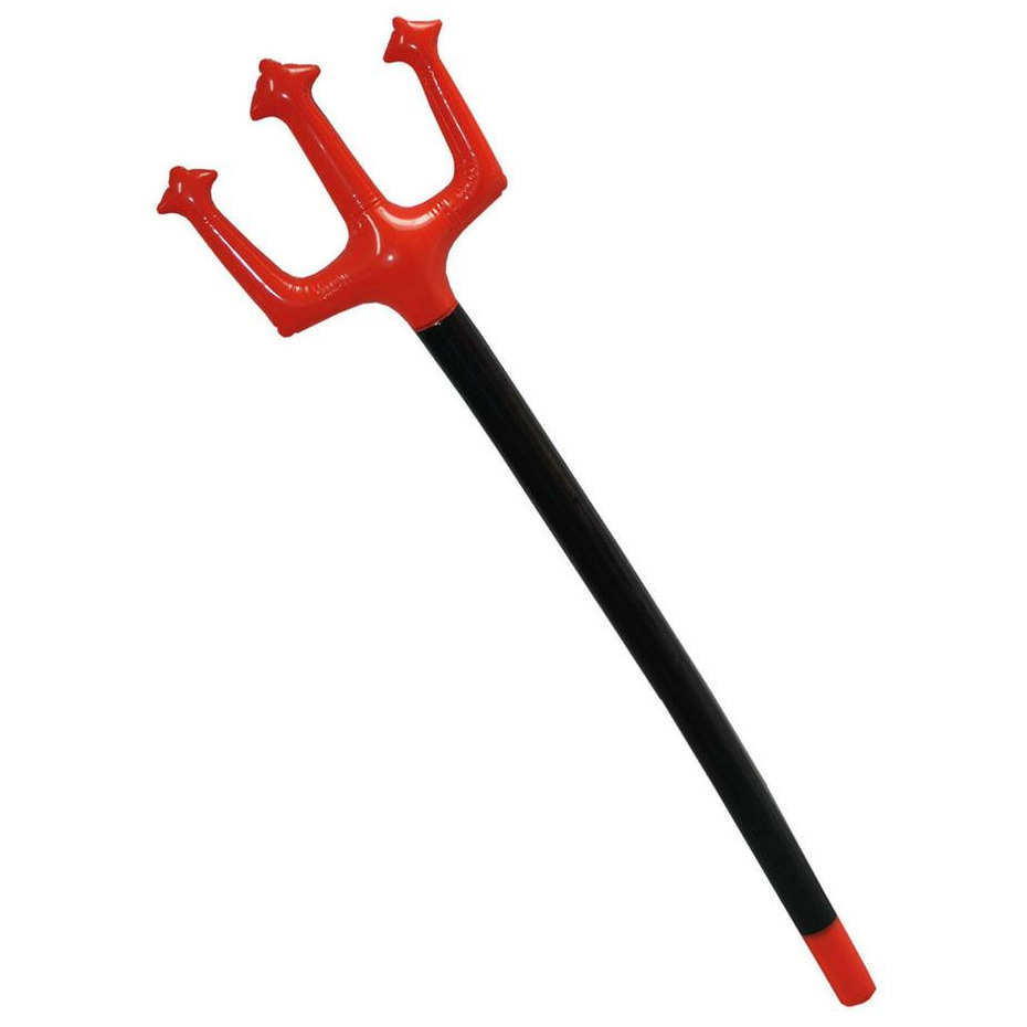 Funny Fashion Duivel Trident/drietand vork - 152 cm - rood - plastic - verkleed accessoires - opblaa -