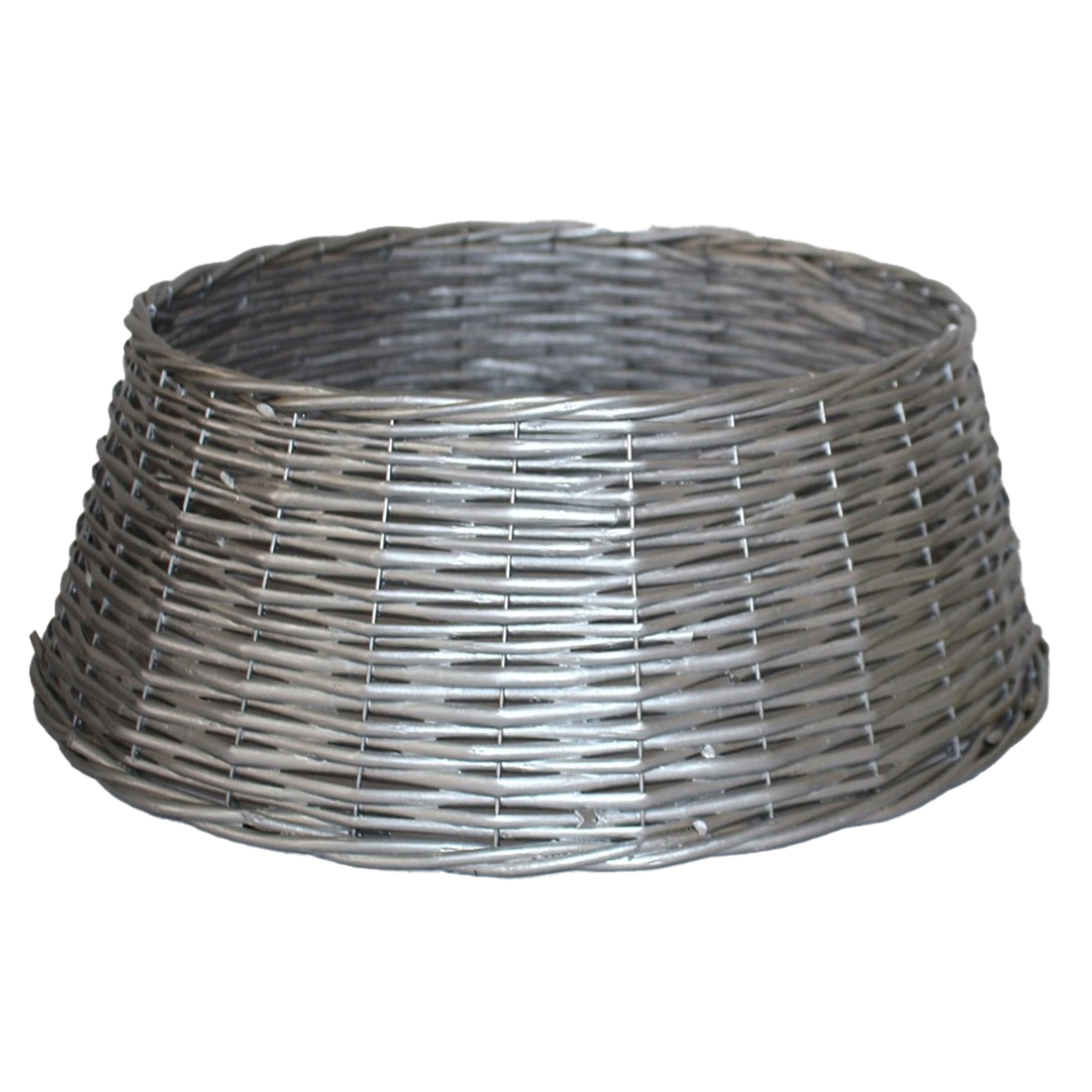Kerstboomrok/kerstboommand zilver gevlochten D39 cm en H18 cm voor kerstboom van 150 cm -