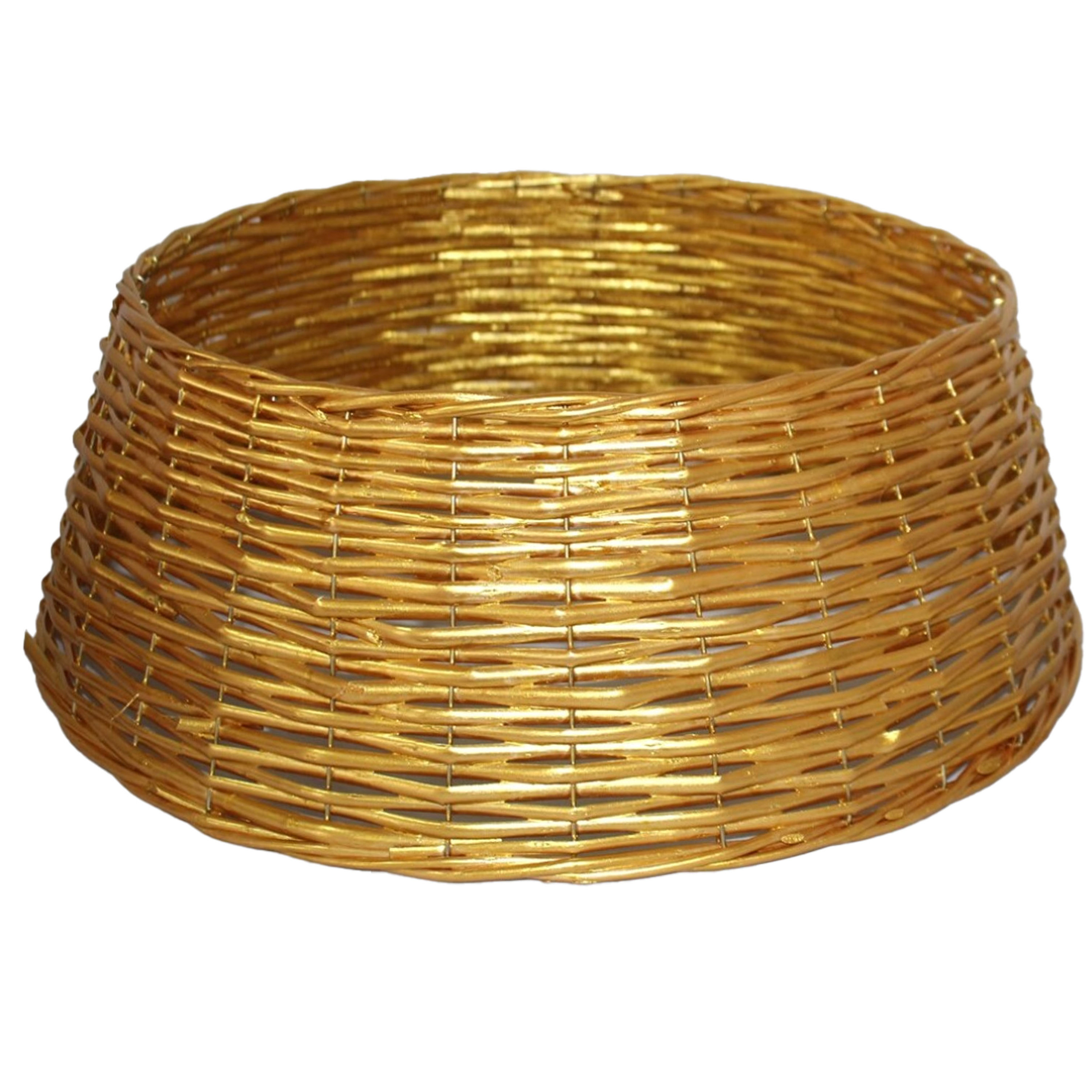 Kerstboomrok/kerstboommand goud gevlochten D45 cm en H20 cm voor kerstboom van 180 cm -