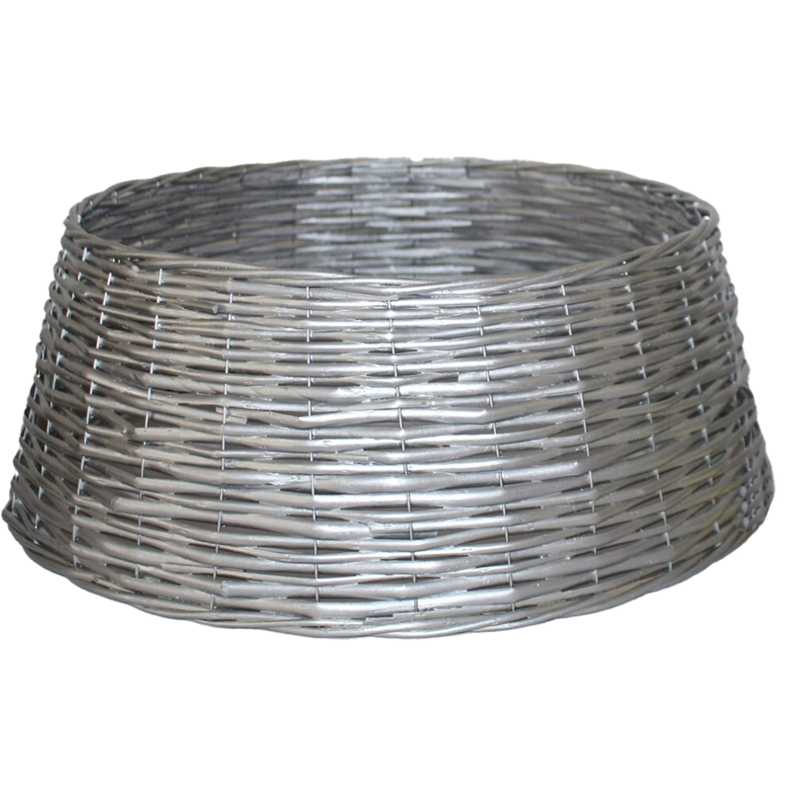 Kerstboomrok/kerstboommand zilver gevlochten D45 cm en H20 cm voor kerstboom van 180 cm -