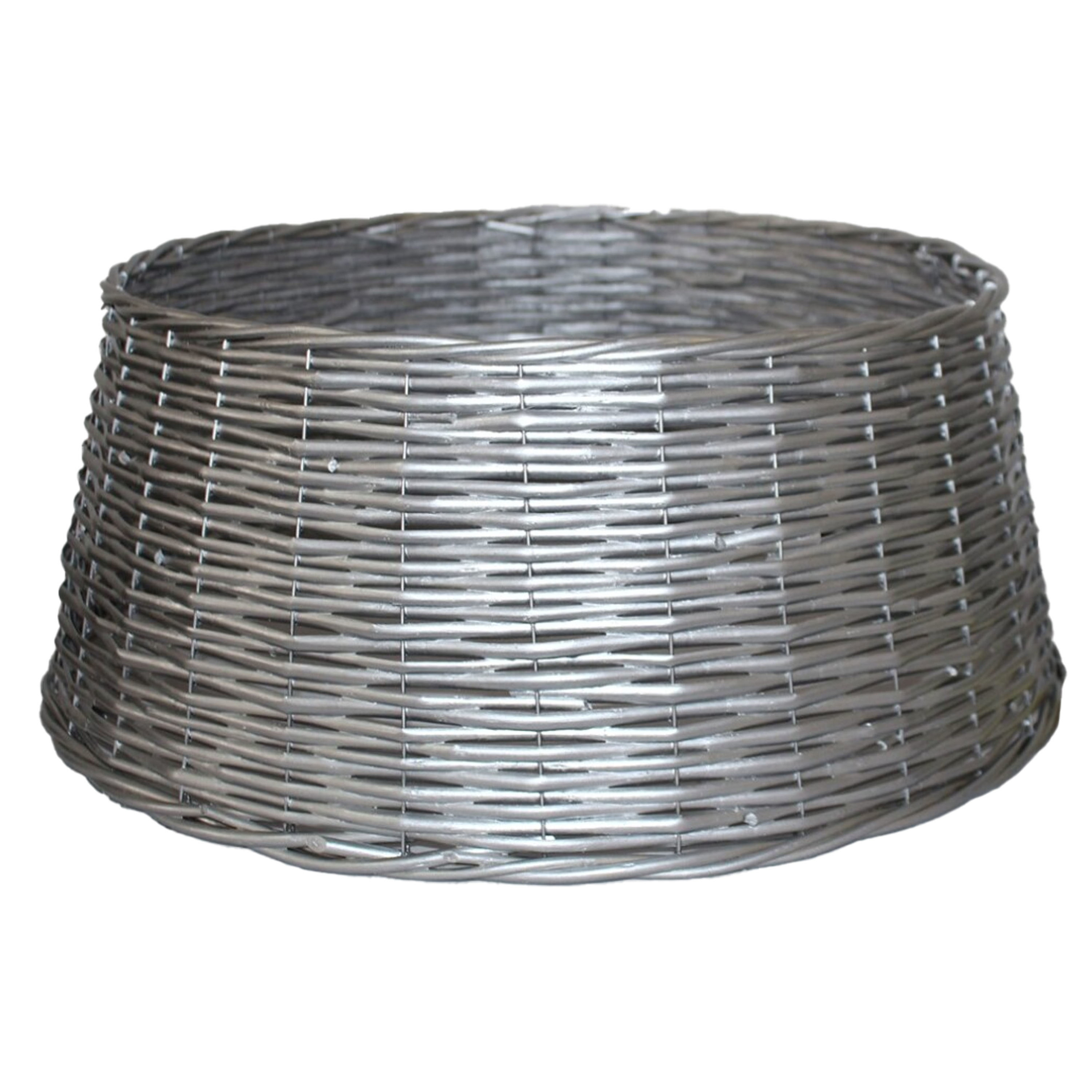 Kerstboomrok/kerstboommand zilver gevlochten D50 cm en H24 cm voor kerstboom van 210 cm -