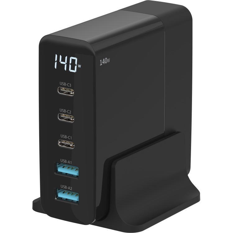 Sitecom 140 W GaN Power Delivery desktop oplader met led-scherm oplader