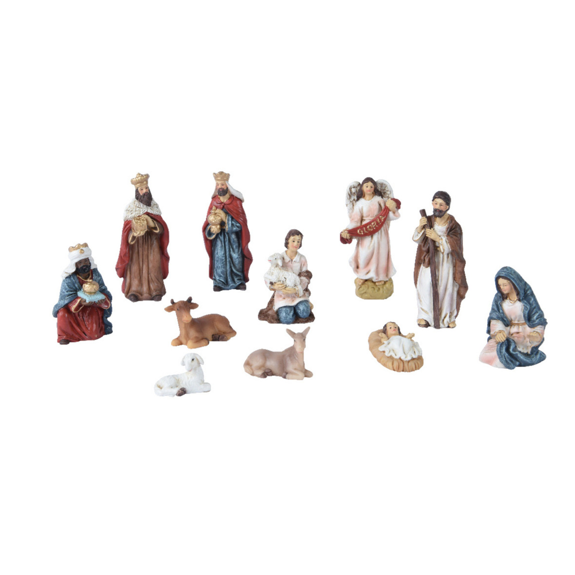 Kerststal beelden/kerstbeelden - Set 11x stuks - tot 9,5 cm - polyresin -