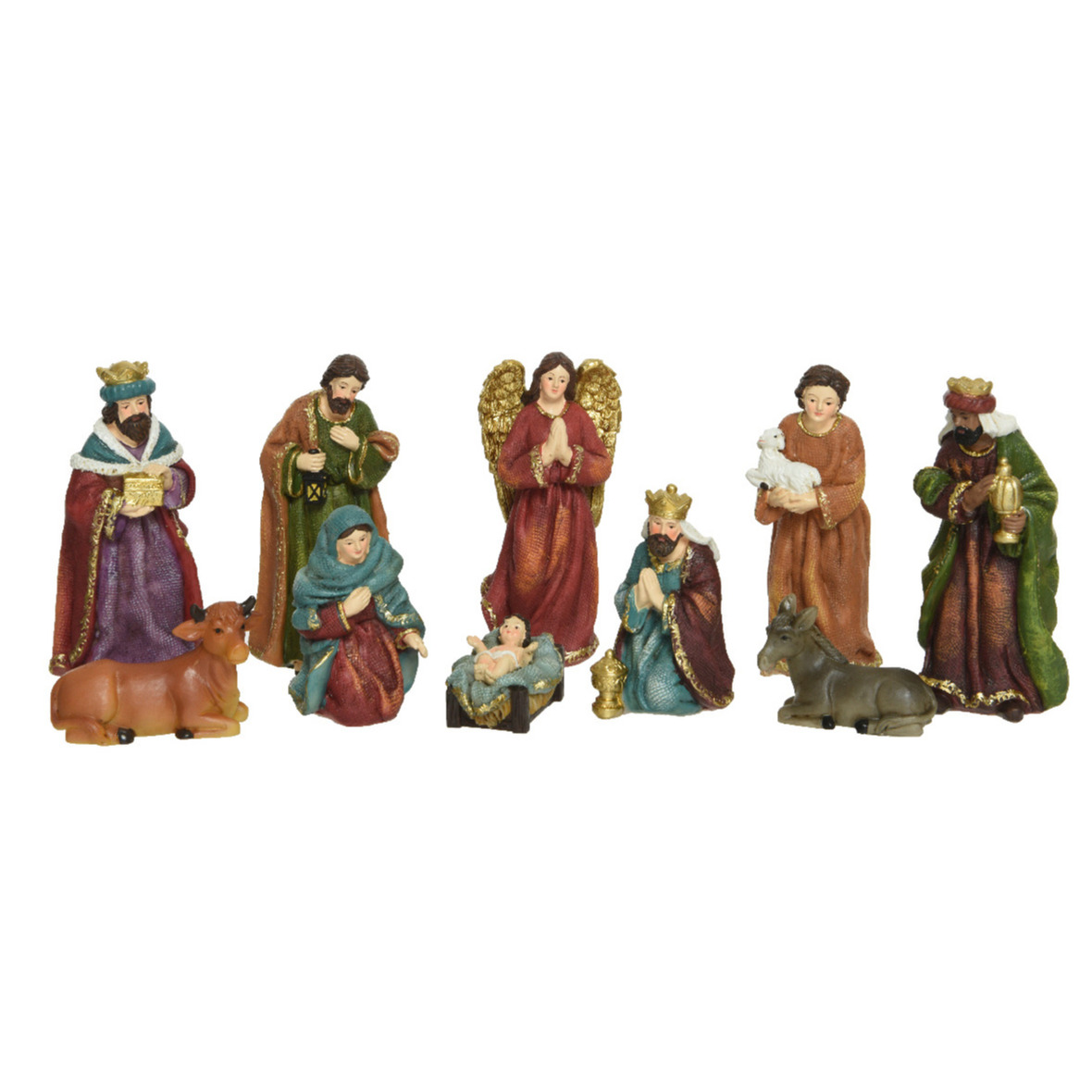 Kerststal beelden/kerstbeelden - Set 10x stuks - tot 13 cm - polyresin -