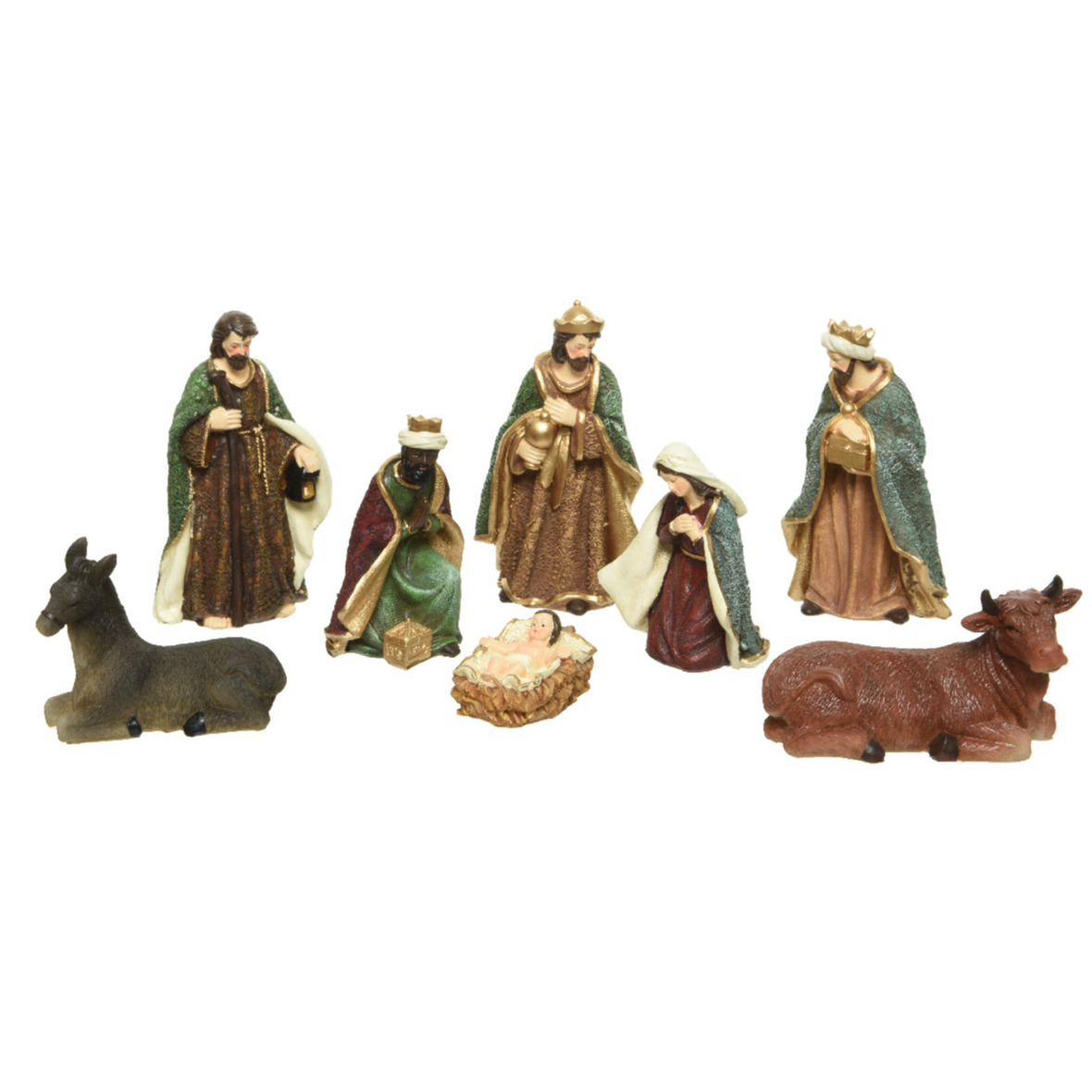 Kerststal beelden/kerstbeelden - Set 8x stuks - tot 20 cm - polyresin -