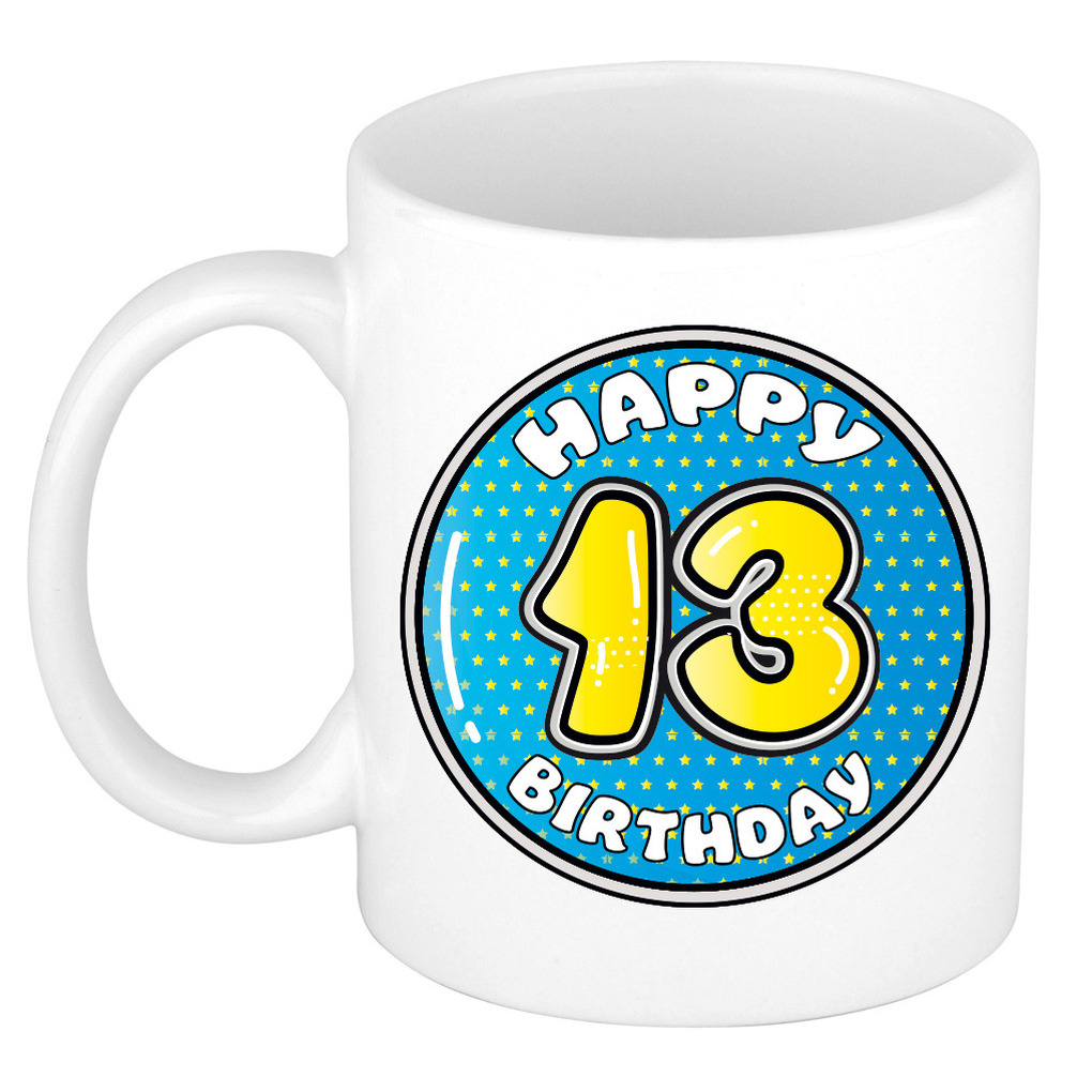 Verjaardag cadeau mok - 13 jaar - blauw - 300 ml - keramiek -