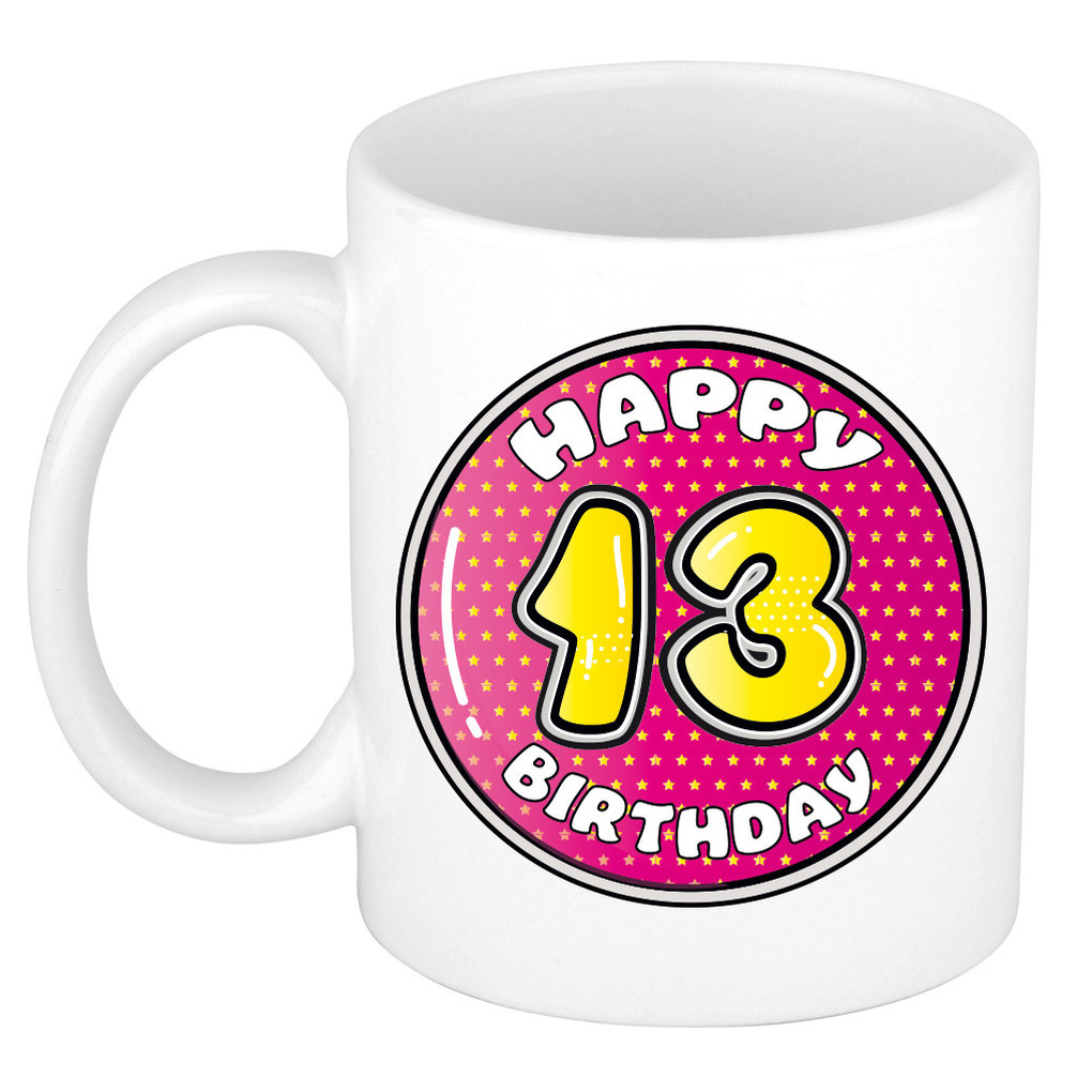 Verjaardag cadeau mok - 13 jaar - roze - 300 ml - keramiek -