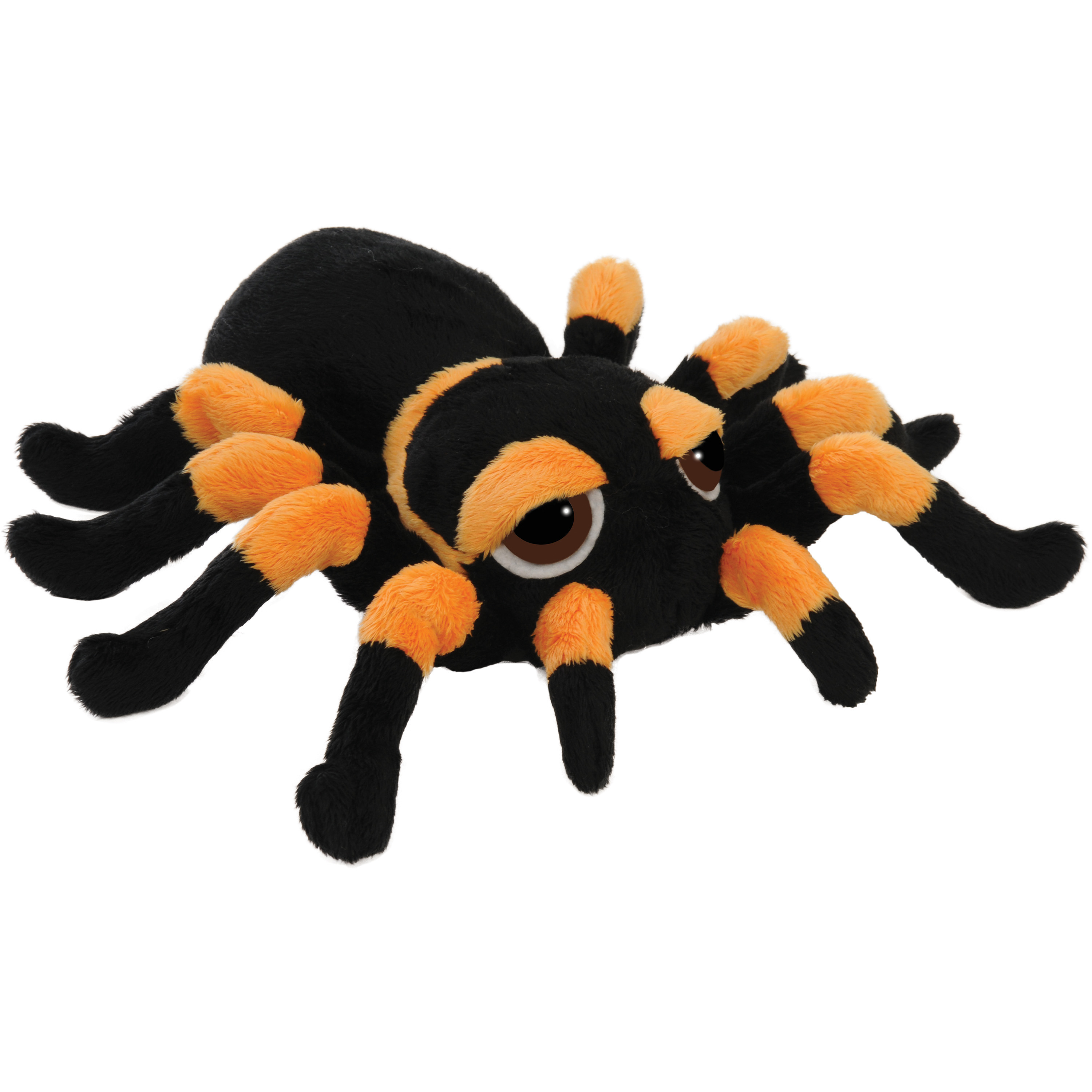 Pluche knuffel spin - tarantula - zwart/oranje - 22 cm - speelgoed -