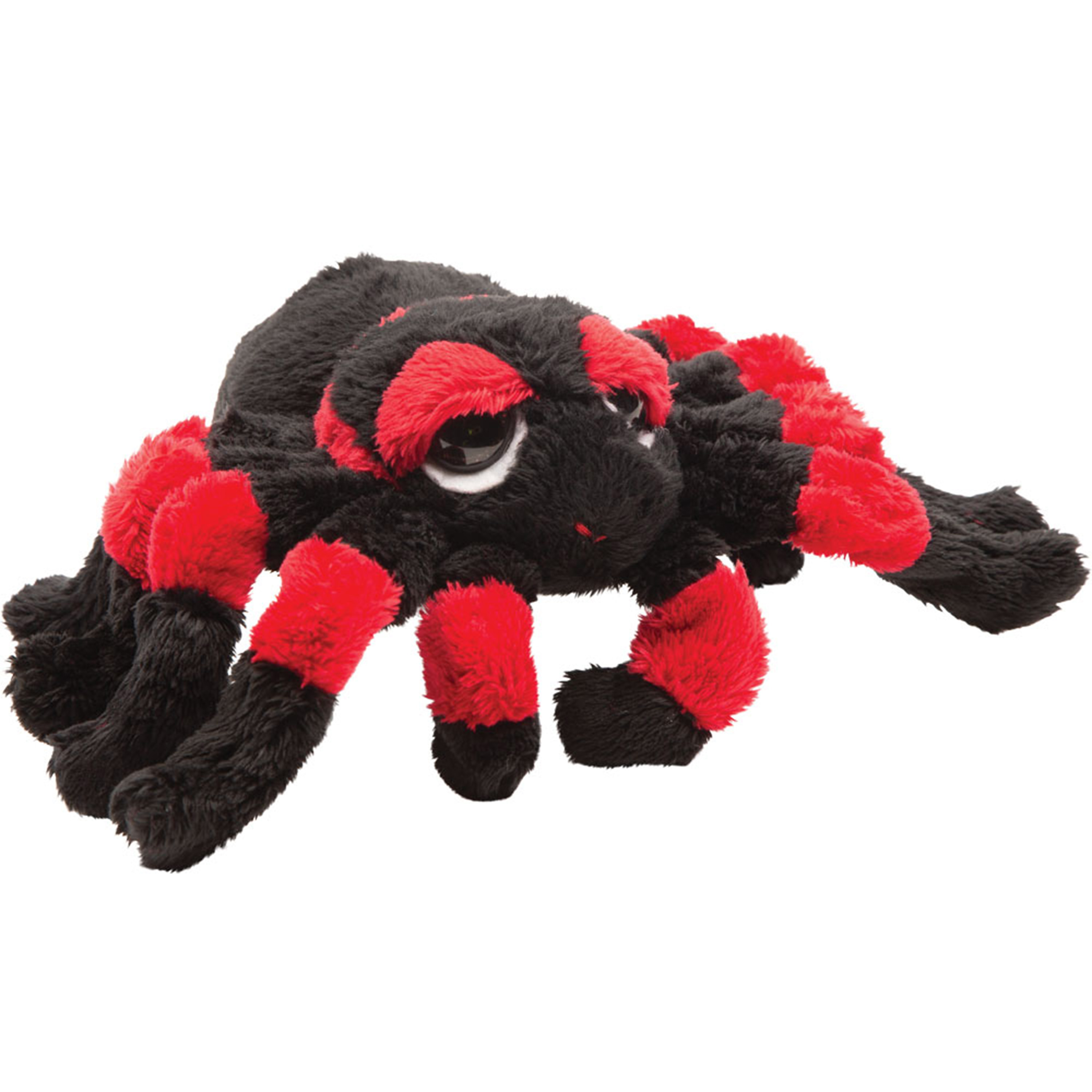 Pluche knuffel spin - tarantula - zwart/rood - 22 cm - speelgoed -