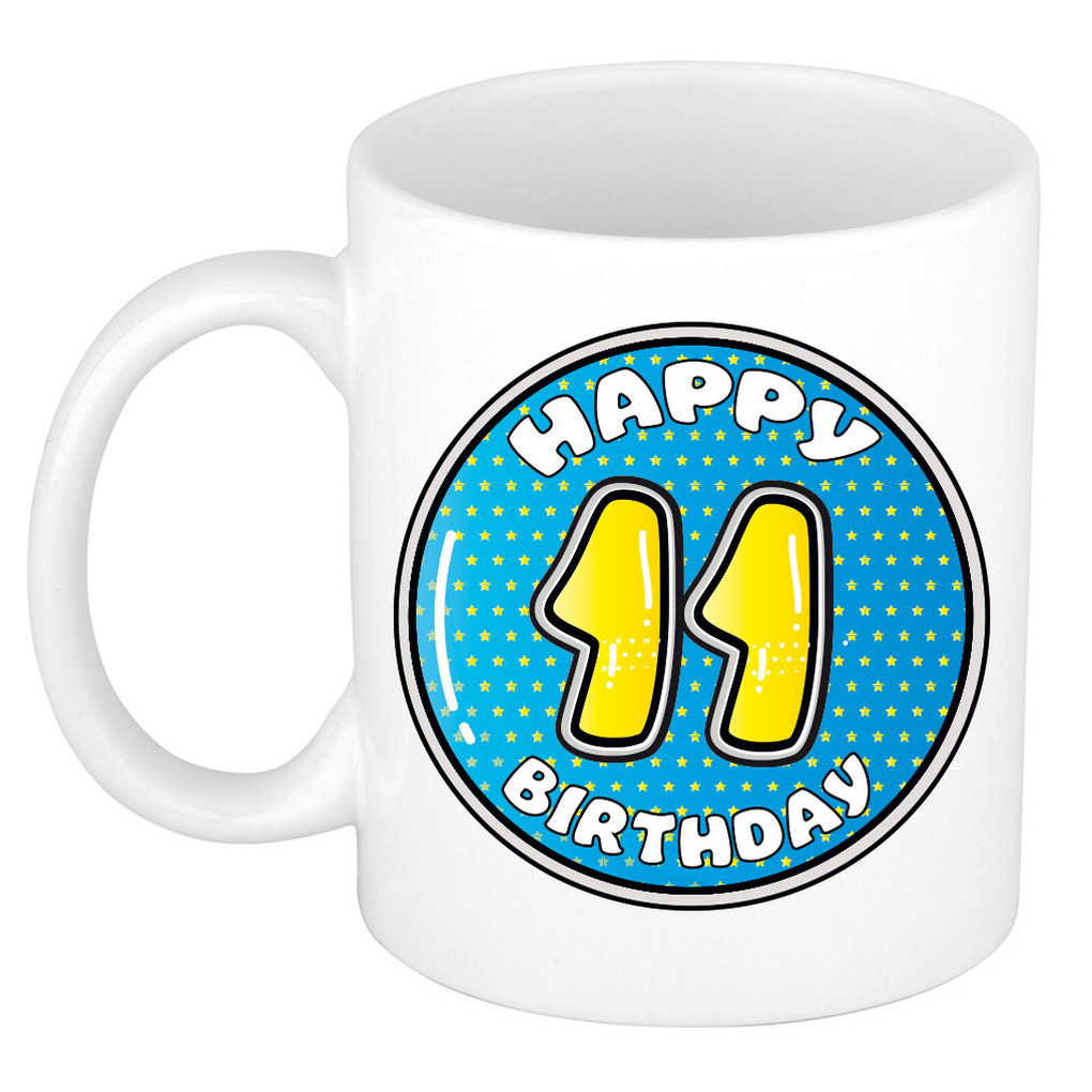 Verjaardag cadeau mok - 11 jaar - blauw - 300 ml - keramiek -