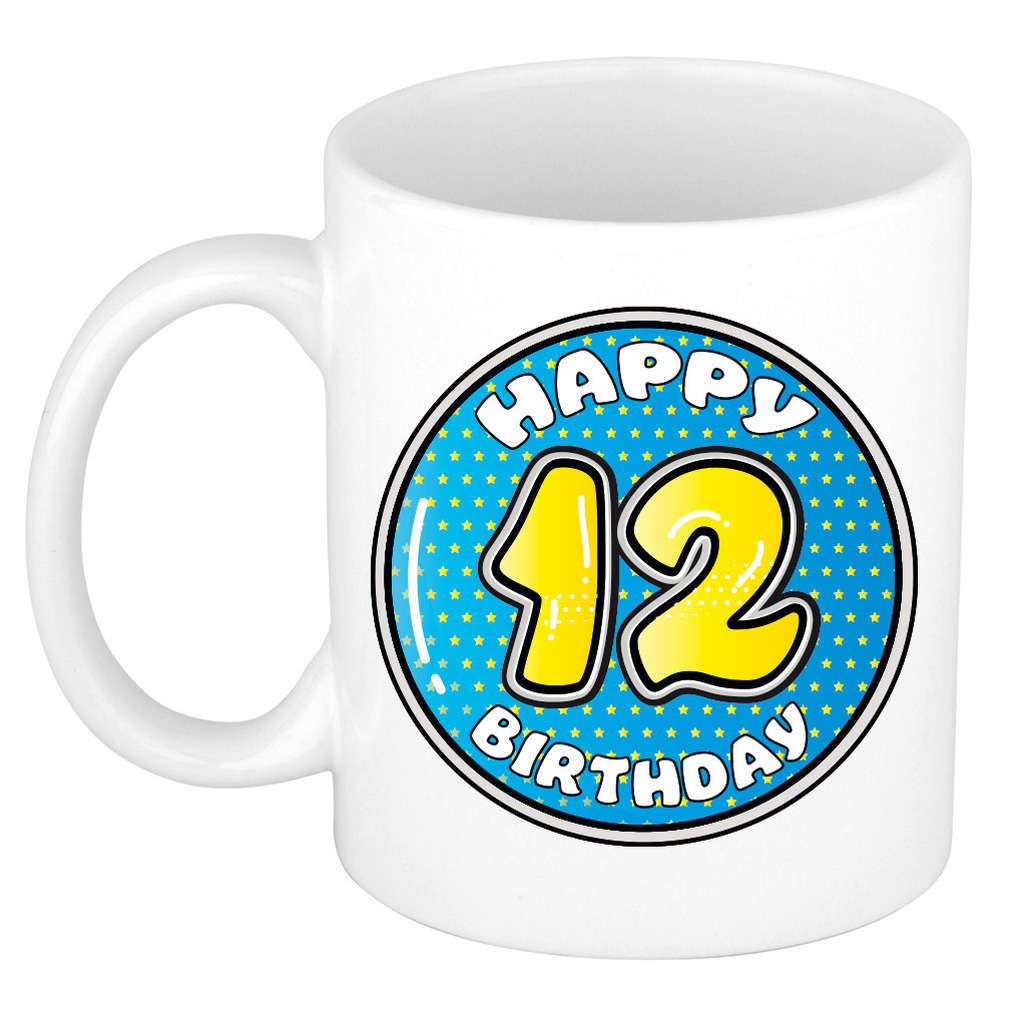 Verjaardag cadeau mok - 12 jaar - blauw - 300 ml - keramiek -