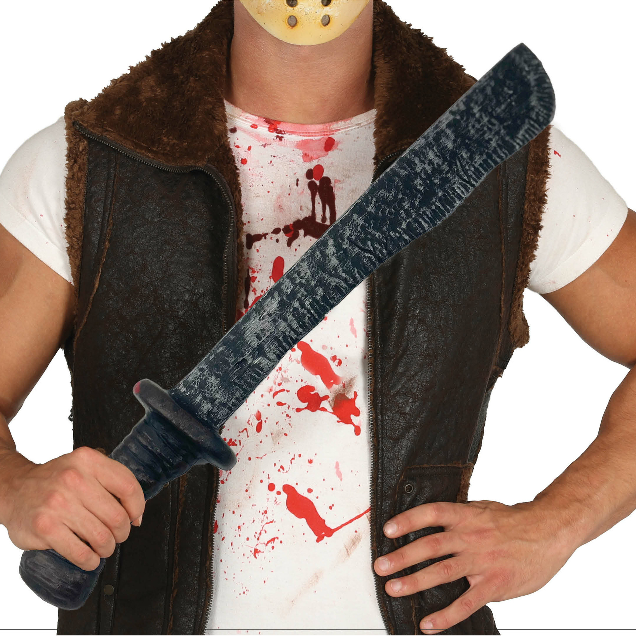 Halloween/horror speelgoed machete - plastic - grijs - 50 cm -