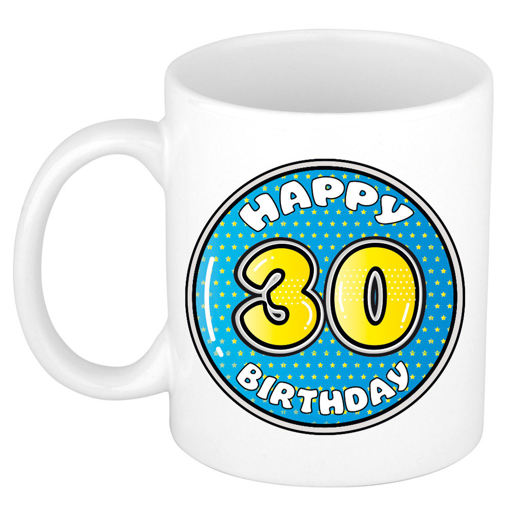 Verjaardag cadeau mok - 30 jaar - blauw - 300 ml - keramiek -