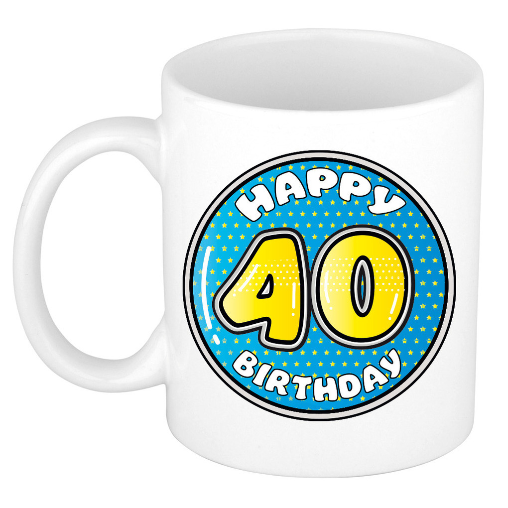 Verjaardag cadeau mok - 40 jaar - blauw - 300 ml - keramiek -