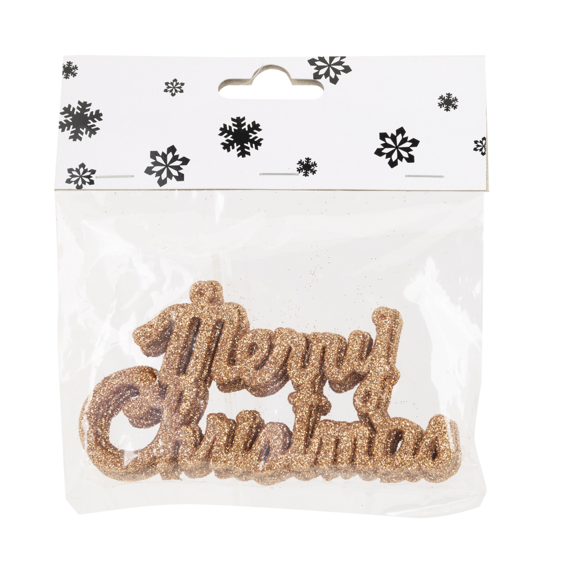 Kersthangers Merry Christmas - 12x stuks - koper - kunststof - 10 cm -
