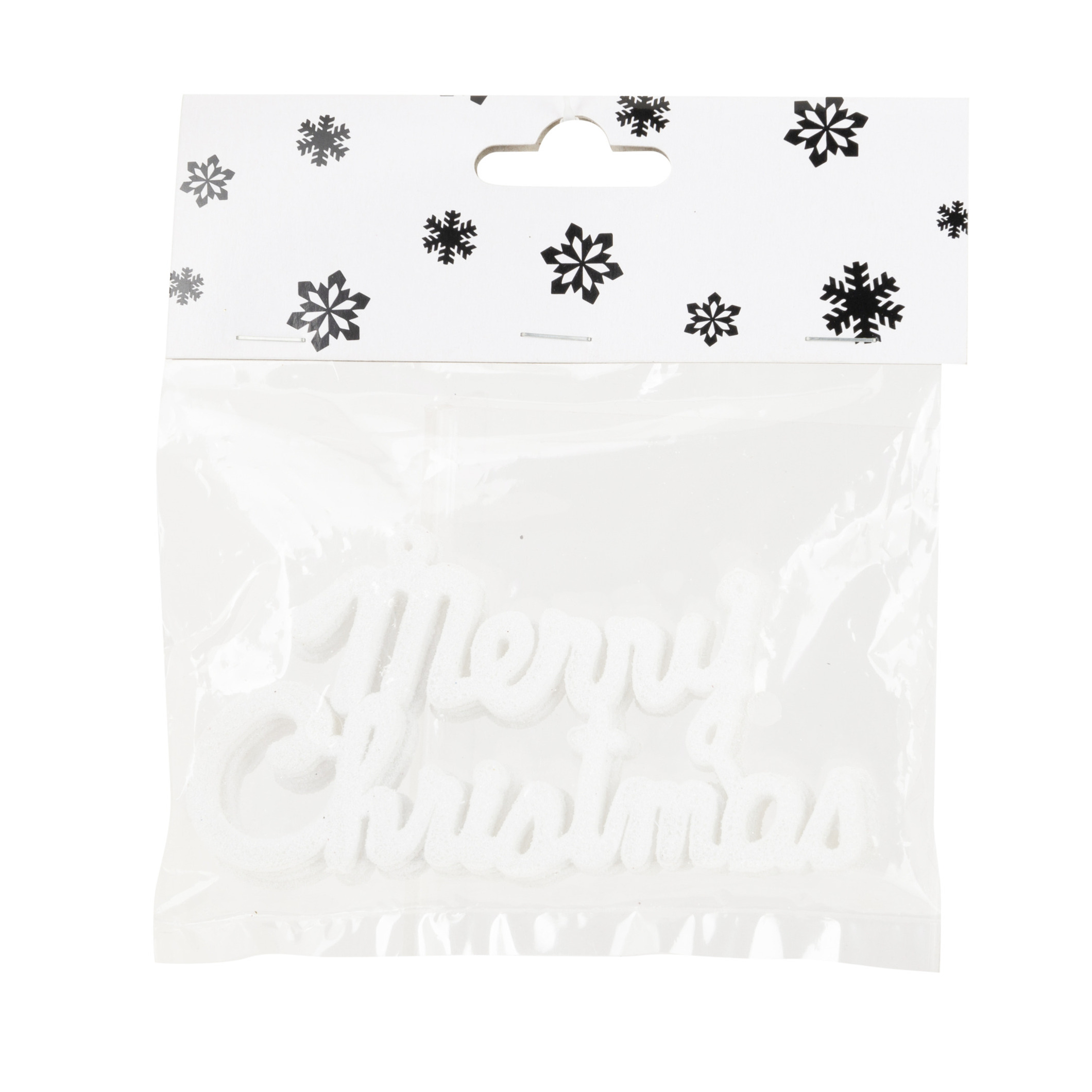 Kersthangers Merry Christmas - 12x stuks - wit - kunststof - 10 cm -