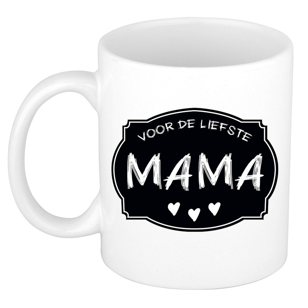 Liefste mama verjaardag cadeau mok - zwart krijtbord - 300 ml - Keramiek - moederdag -