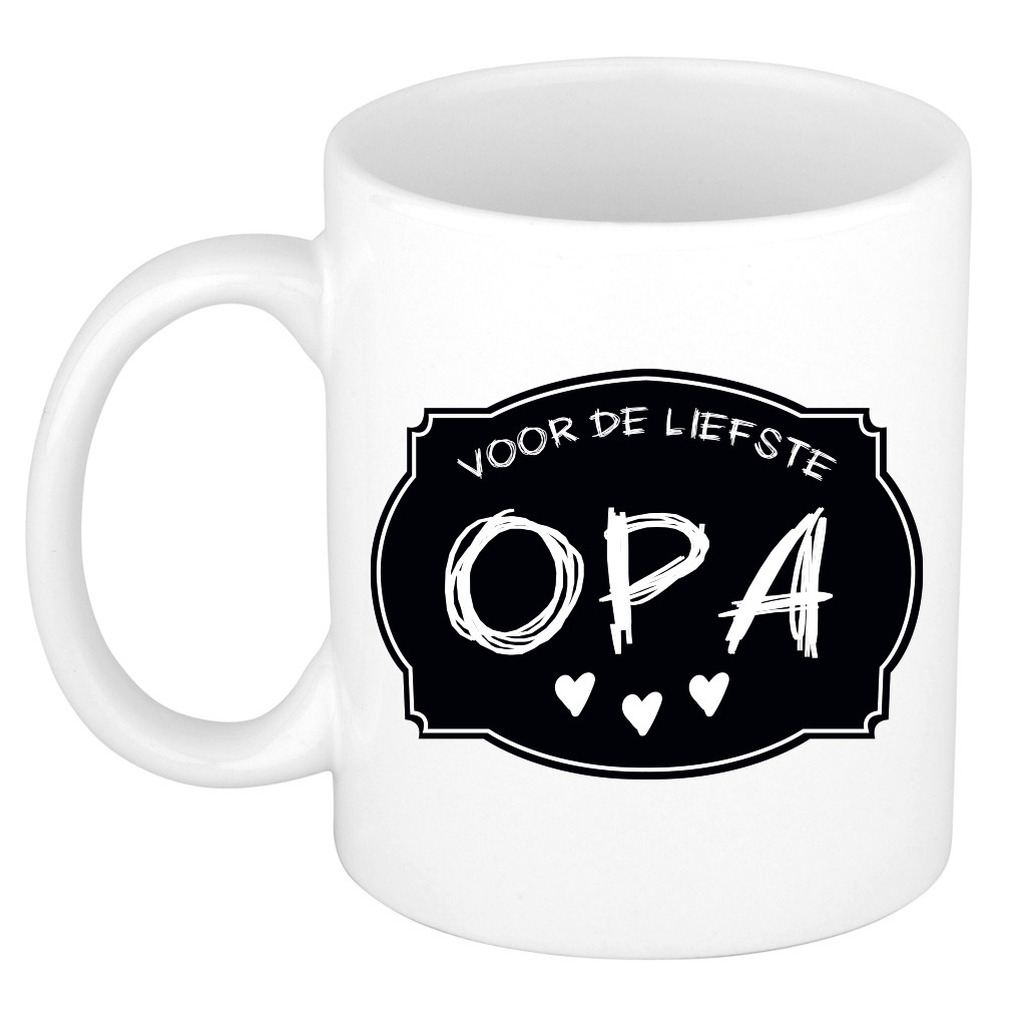 Liefste opa verjaardag cadeau mok - zwart krijtbord - 300 ml - Keramiek - opa/oma dag -