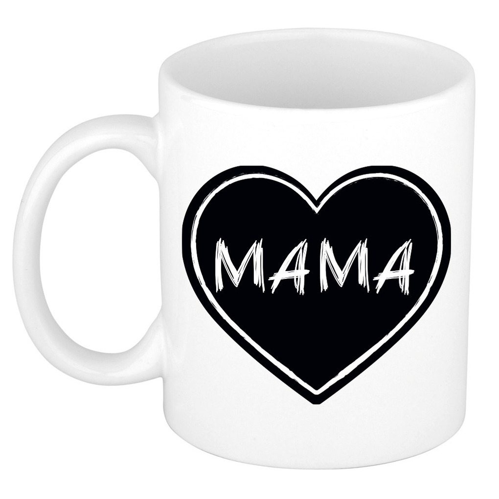 Liefste mama verjaardag cadeau mok - zwart krijtbord hartje - 300 ml - Keramiek - moederdag -