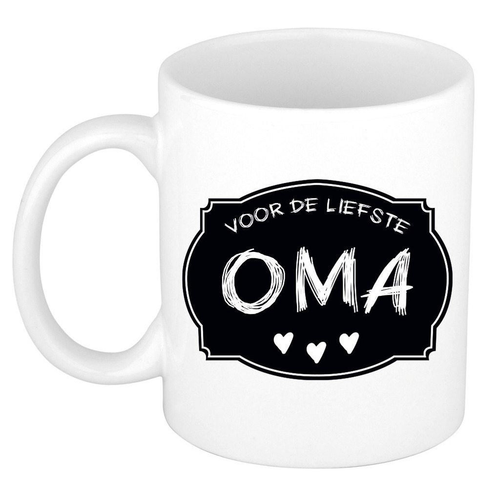 Liefste oma verjaardag cadeau mok - zwart krijtbord - 300 ml - Keramiek - opa/oma dag -