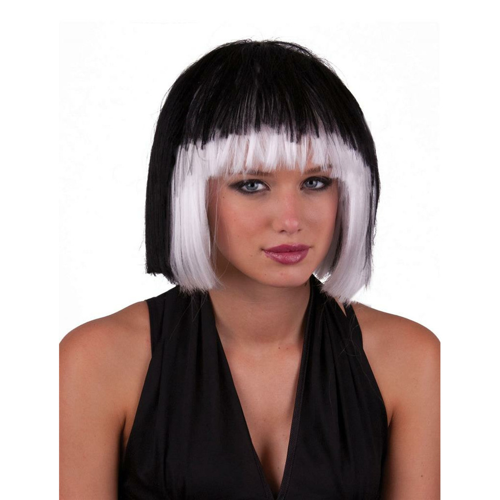 Funny Fashion Heksenpruik kort haar - zwart/wit - dames - Halloween -