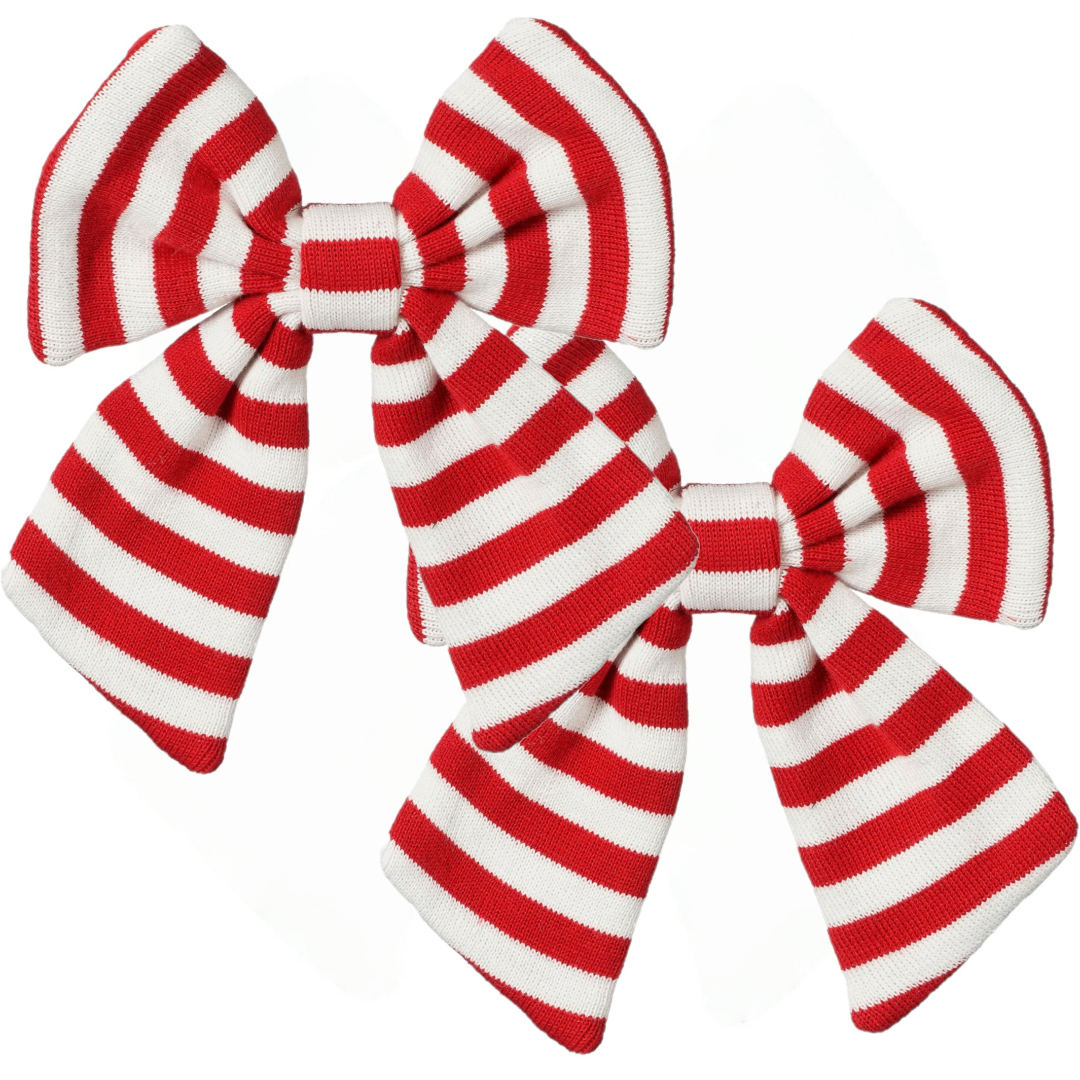 Kerst ornament strikken - 2x -rood/wit gestreept - 20 x 17 cm - polyester -