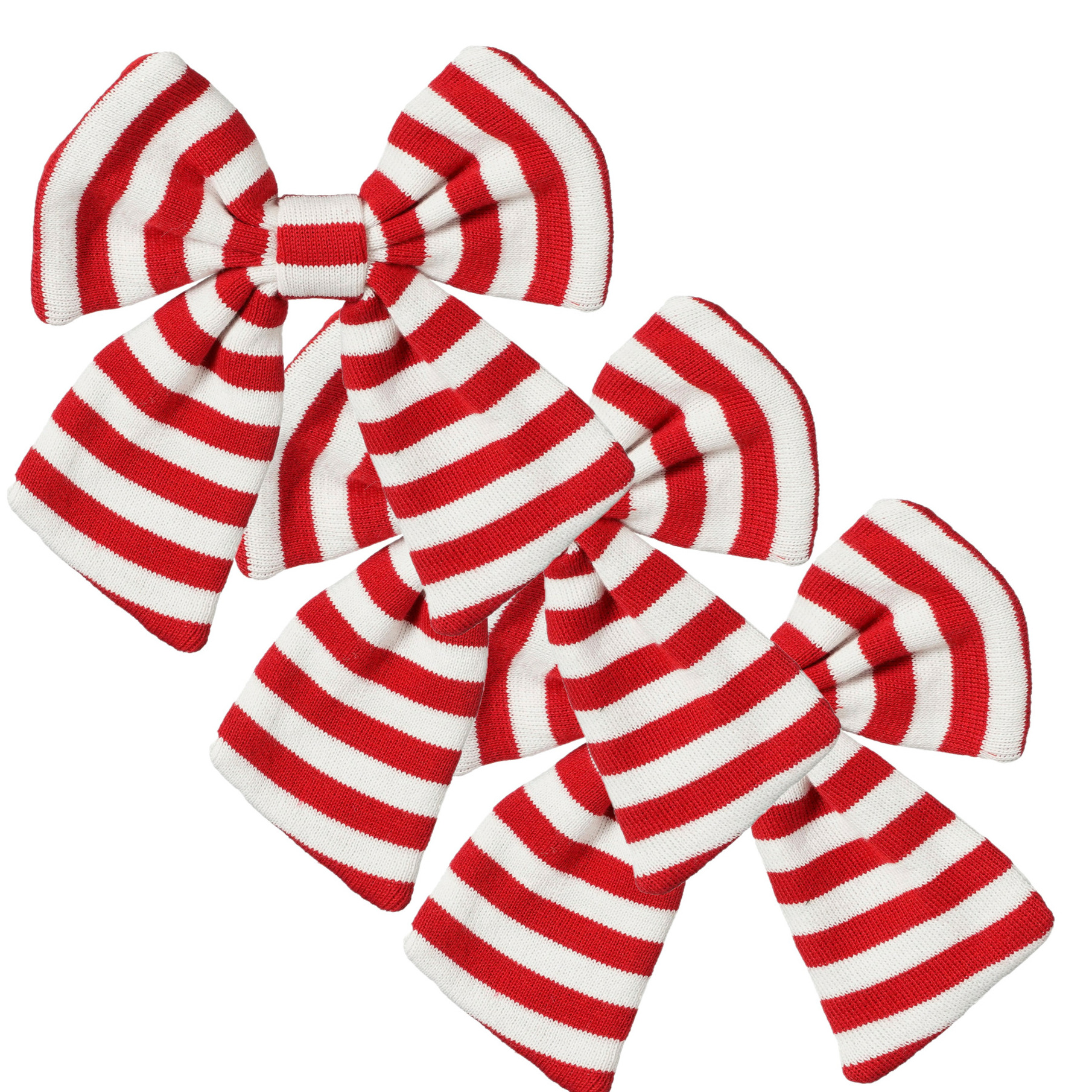 Kerst ornament strikken - 3x -rood/wit gestreept - 20 x 17 cm - polyester -