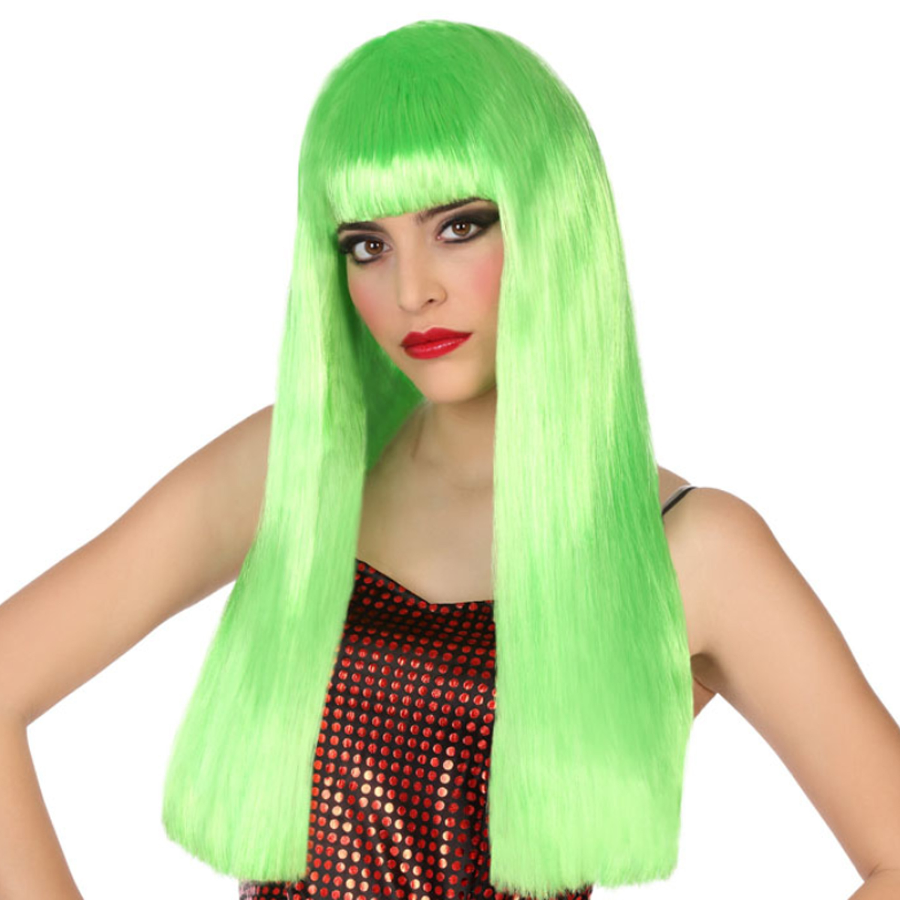Verkleedpruik voor dames met lang stijl haar - Groen - Carnaval/party -