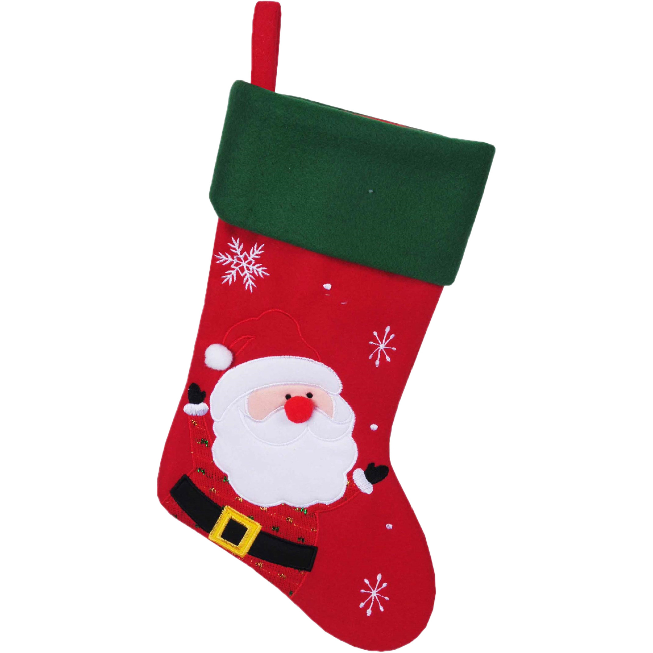 Decoratie kerstsok - rood - met kerstman - H45 cm - polyester -