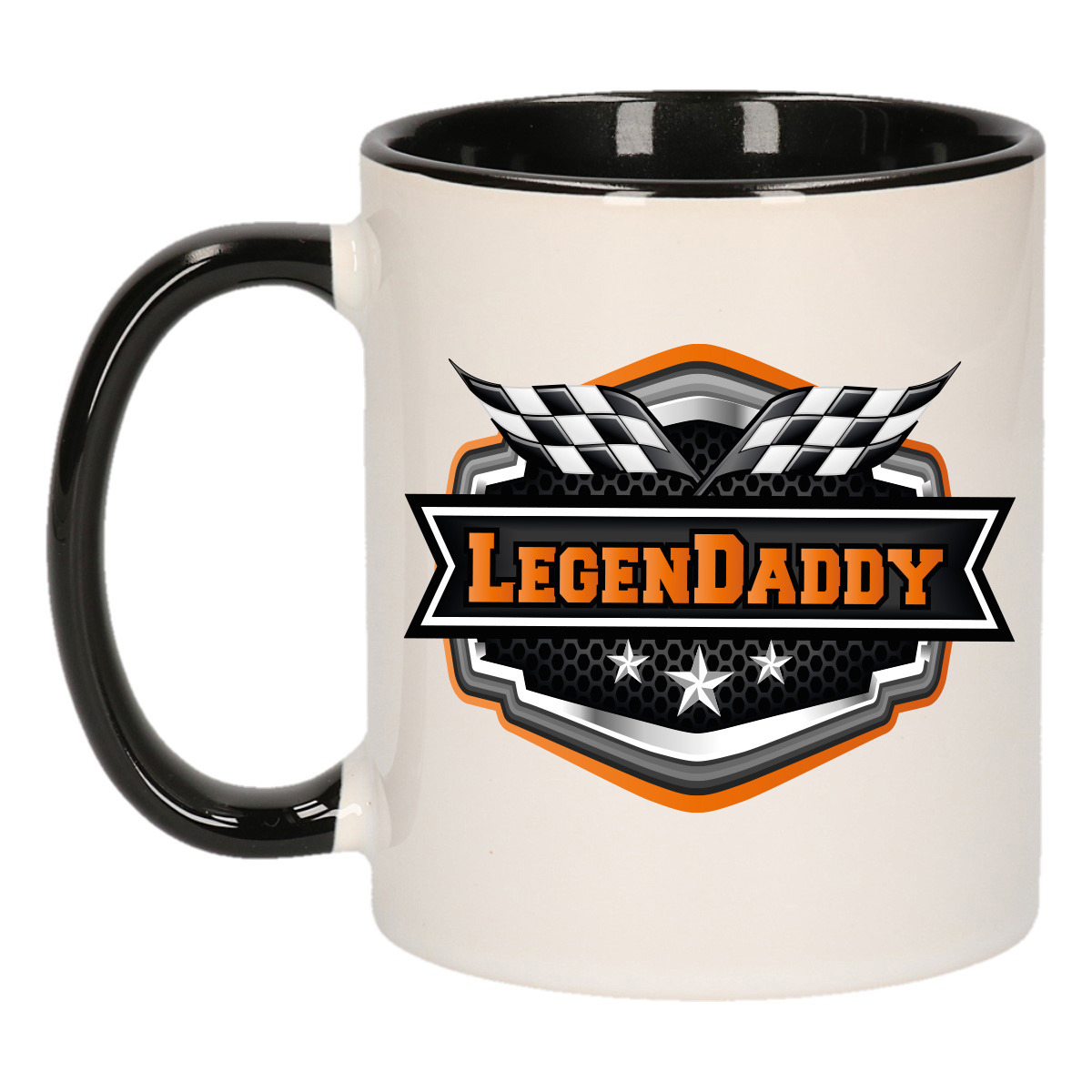 Vader/papa cadeau mok - LegenDaddy - oranje/zwart - 300 ml - vaderdag/verjaardag -